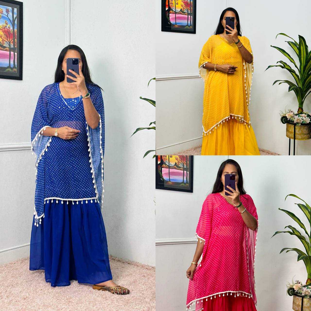 Ynf Georgette RIN215 1069 Kurti Wholesale Embroidered Kurtis Kaftan Kurtis Kurti With Palazzo Manufacturer- Kapda Export