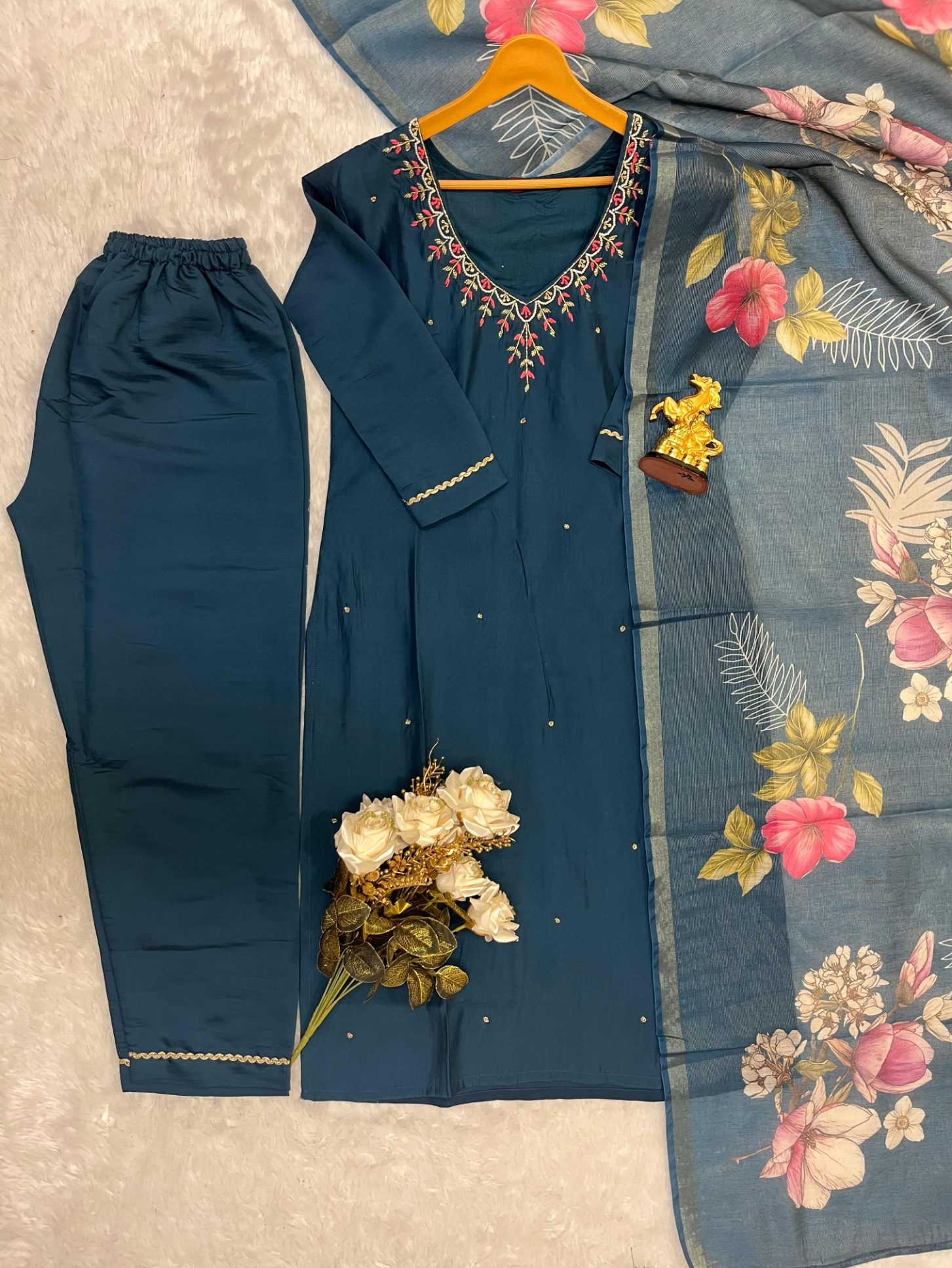 Ynf Heavy Roman Silk RIN212-7023 Suits & Dresses Diwali Collections Festive Collections Wholesale Printed Suits Silk Suits Handwork Suits Manufacturer- Kapda Export