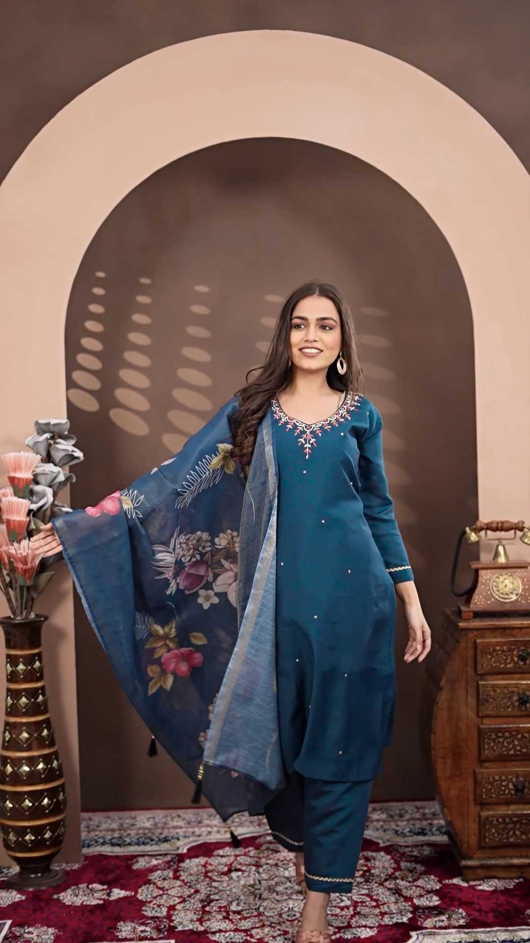 Ynf Heavy Roman Silk RIN212-7023 Suits & Dresses Diwali Collections Festive Collections Wholesale Printed Suits Silk Suits Handwork Suits Manufacturer- Kapda Export