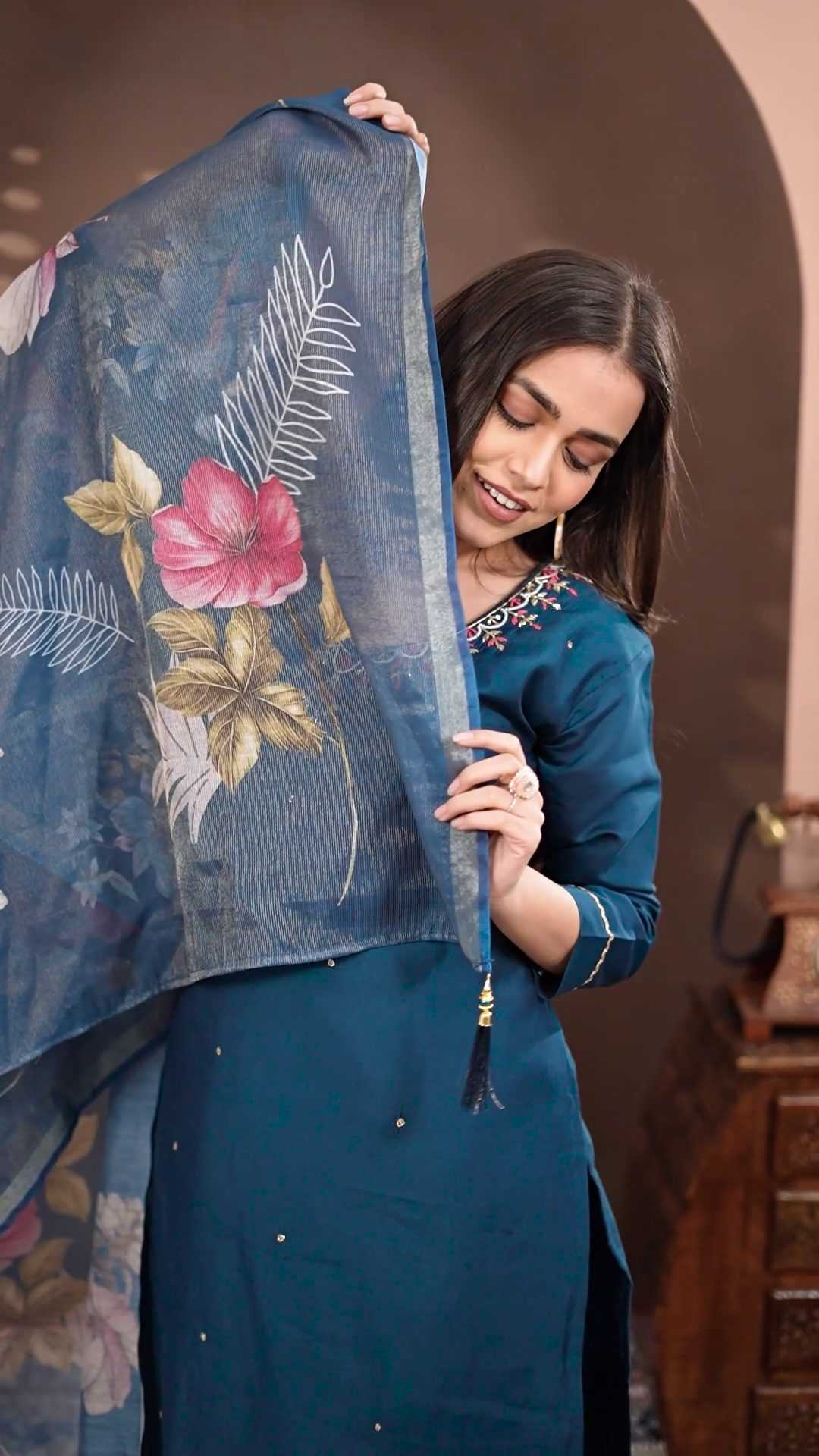 Ynf Heavy Roman Silk RIN212-7023 Suits & Dresses Diwali Collections Festive Collections Wholesale Printed Suits Silk Suits Handwork Suits Manufacturer- Kapda Export