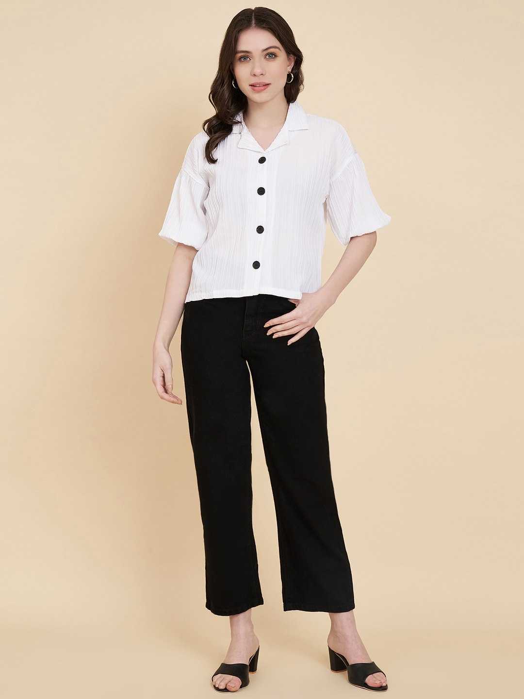 Ynf Heavy Summer Cool RIN188 Sugarcane Boxy shirt Kurti Western Wears Wholesale Tops Short Kurtis Collar Neck Kurtis Manufacturer- Kapda Export