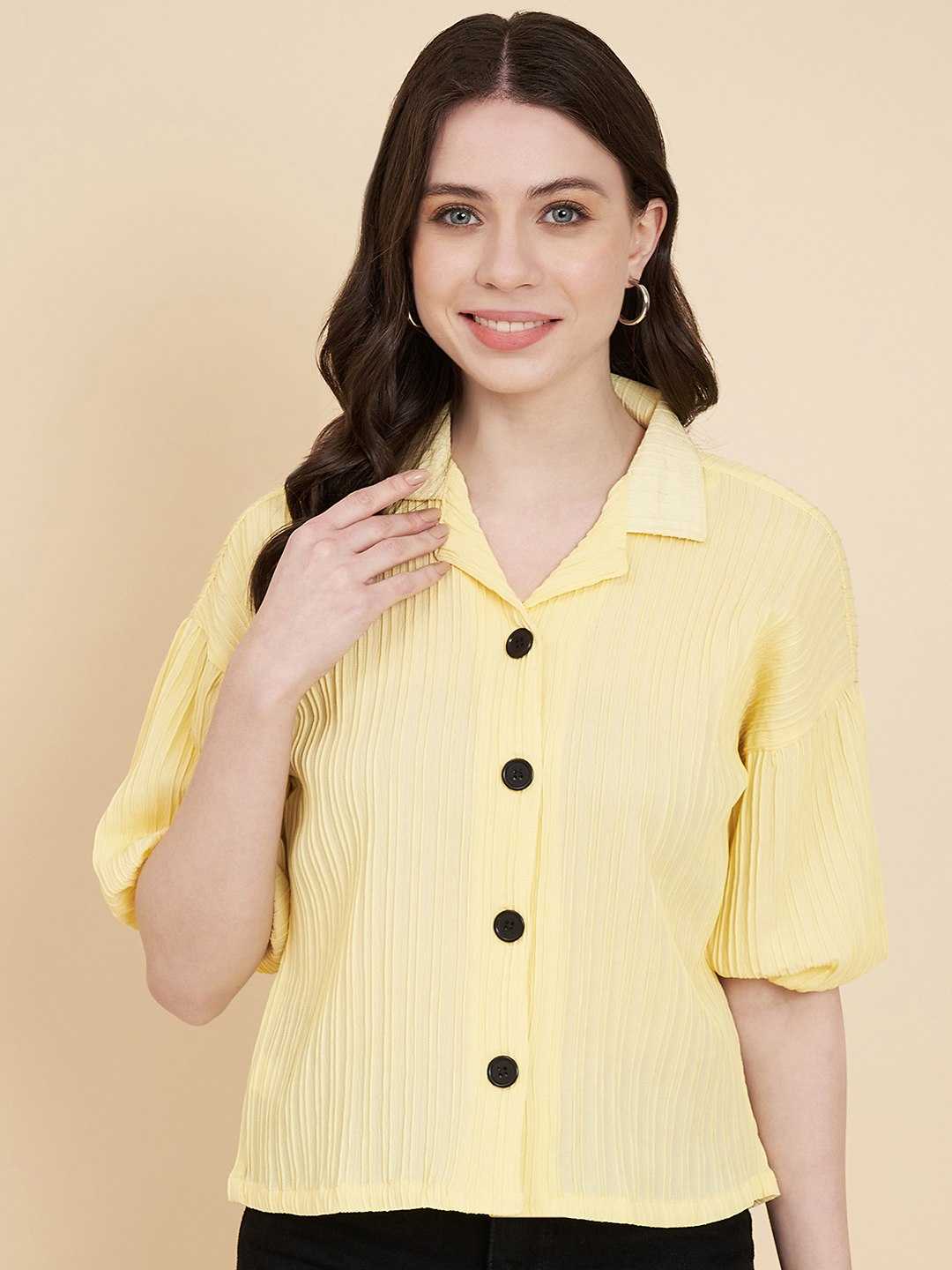 Ynf Heavy Summer Cool RIN188 Sugarcane Boxy shirt Kurti Western Wears Wholesale Tops Short Kurtis Collar Neck Kurtis Manufacturer- Kapda Export