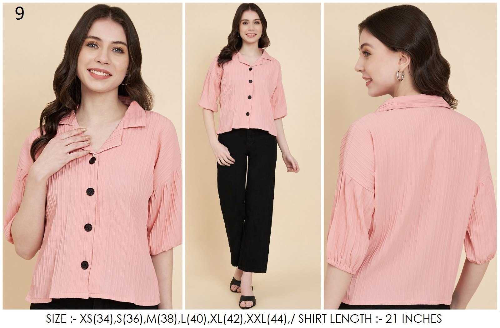 Ynf Heavy Summer Cool RIN188 Sugarcane Boxy shirt Kurti Western Wears Wholesale Tops Short Kurtis Collar Neck Kurtis Manufacturer- Kapda Export