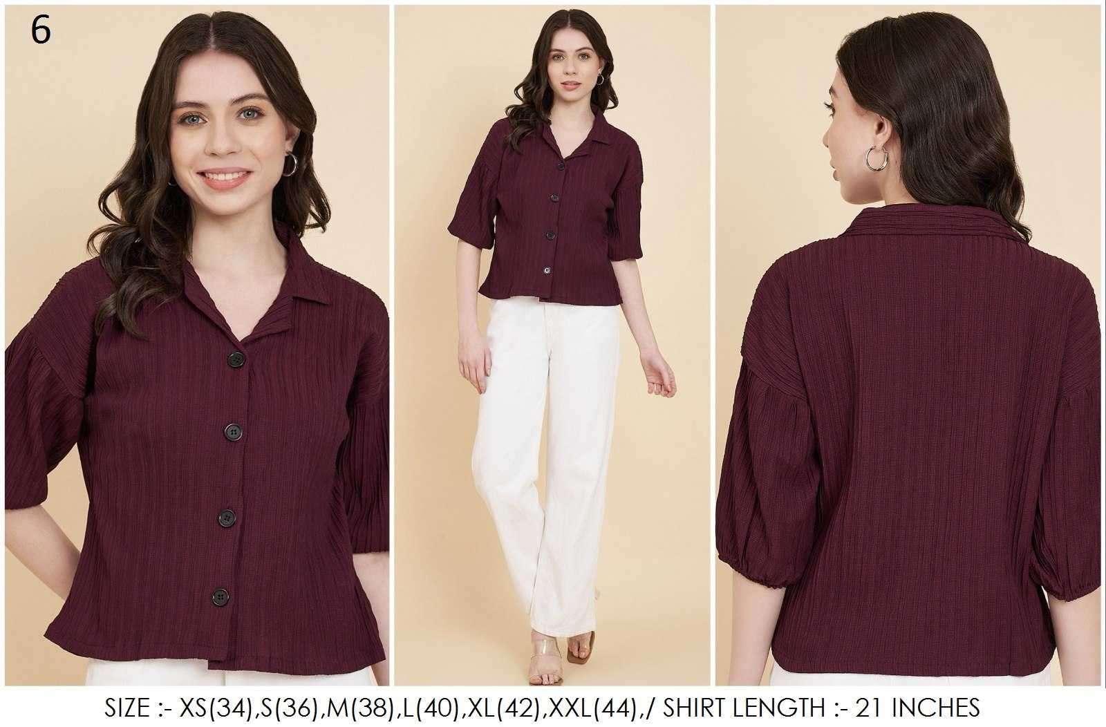 Ynf Heavy Summer Cool RIN188 Sugarcane Boxy shirt Kurti Western Wears Wholesale Tops Short Kurtis Collar Neck Kurtis Manufacturer- Kapda Export