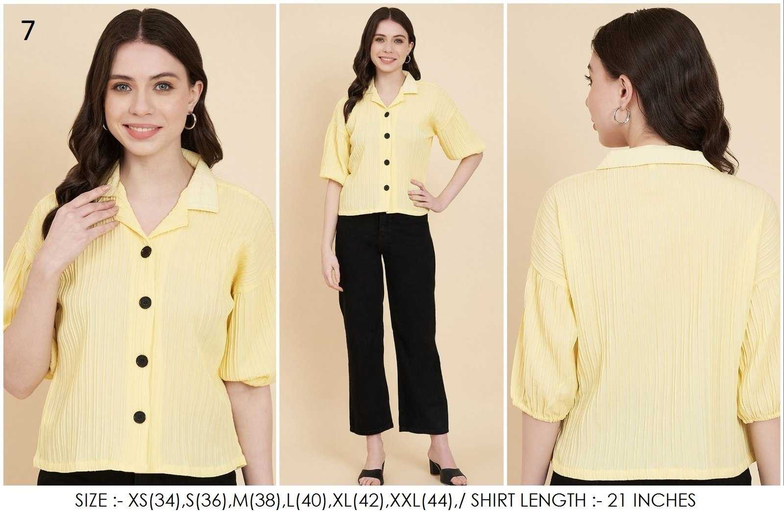 Ynf Heavy Summer Cool RIN188 Sugarcane Boxy shirt Kurti Western Wears Wholesale Tops Short Kurtis Collar Neck Kurtis Manufacturer- Kapda Export