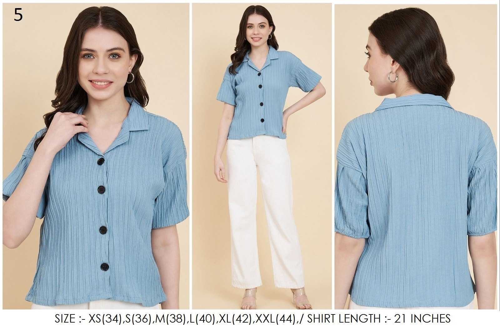 Ynf Heavy Summer Cool RIN188 Sugarcane Boxy shirt Kurti Western Wears Wholesale Tops Short Kurtis Collar Neck Kurtis Manufacturer- Kapda Export