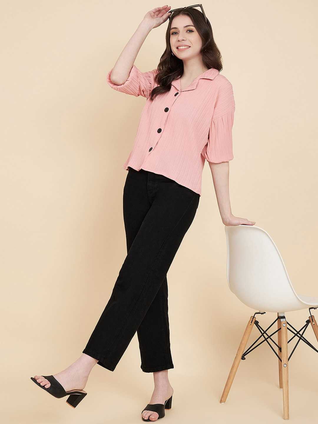 Ynf Heavy Summer Cool RIN188 Sugarcane Boxy shirt Kurti Western Wears Wholesale Tops Short Kurtis Collar Neck Kurtis Manufacturer- Kapda Export