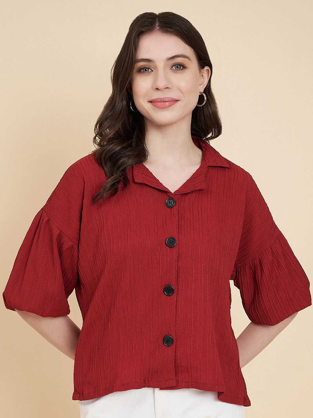 Ynf Heavy Summer Cool RIN188 Sugarcane Boxy shirt Kurti Western Wears Wholesale Tops Short Kurtis Collar Neck Kurtis Manufacturer- Kapda Export