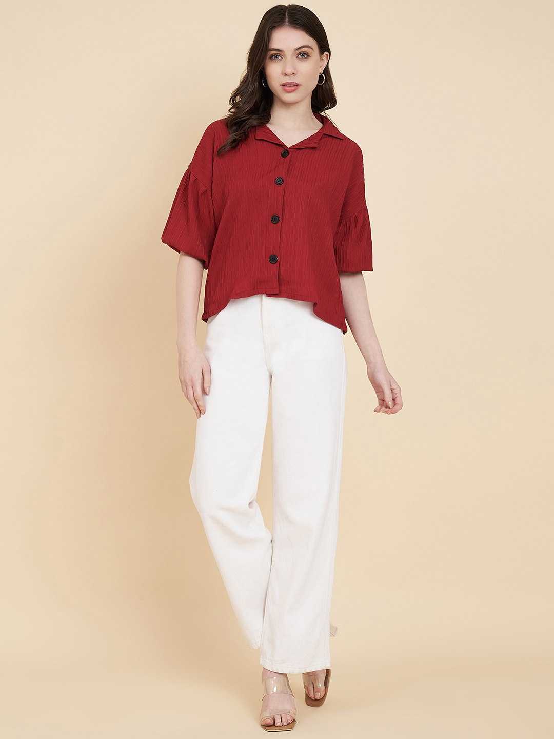 Ynf Heavy Summer Cool RIN188 Sugarcane Boxy shirt Kurti Western Wears Wholesale Tops Short Kurtis Collar Neck Kurtis Manufacturer- Kapda Export