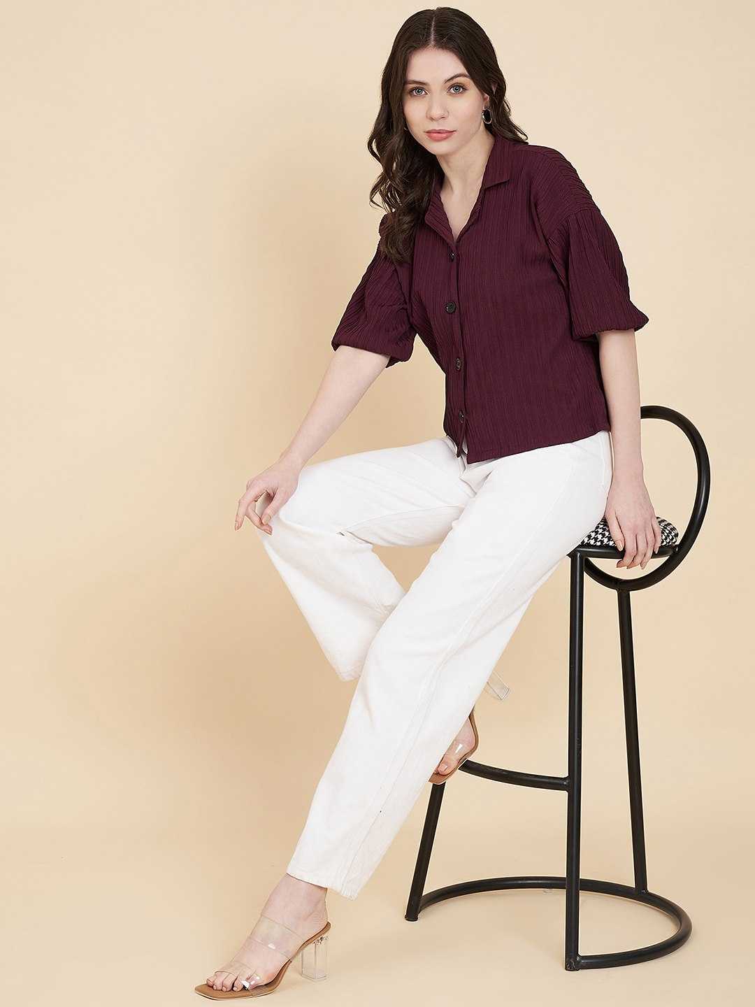 Ynf Heavy Summer Cool RIN188 Sugarcane Boxy shirt Kurti Western Wears Wholesale Tops Short Kurtis Collar Neck Kurtis Manufacturer- Kapda Export