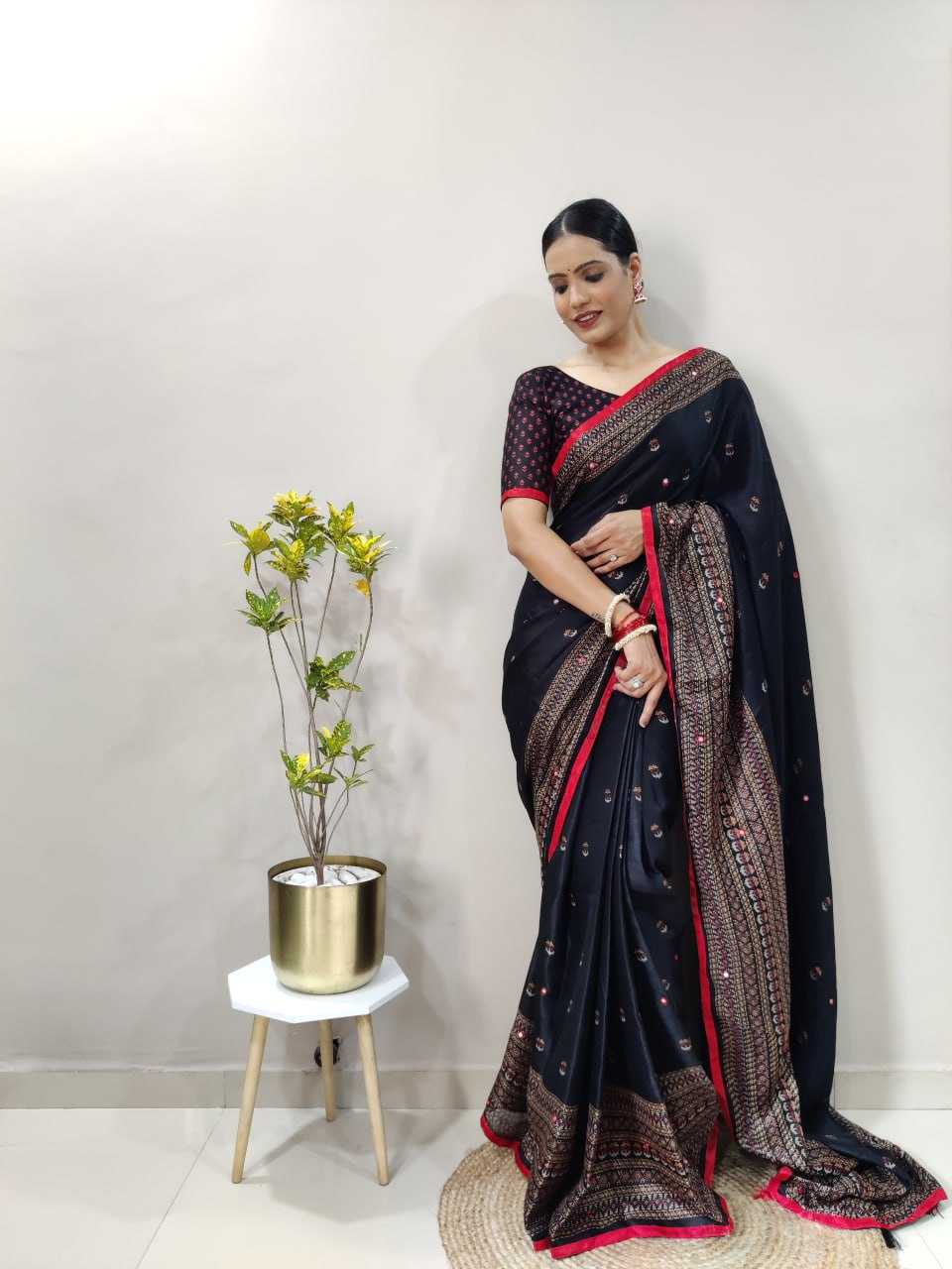 Ynf Jute Cotton RIN214 024 Sarees Wholesale Jute Sarees Plain Sarees Mirror Work Saree Manufacturer- Kapda Export