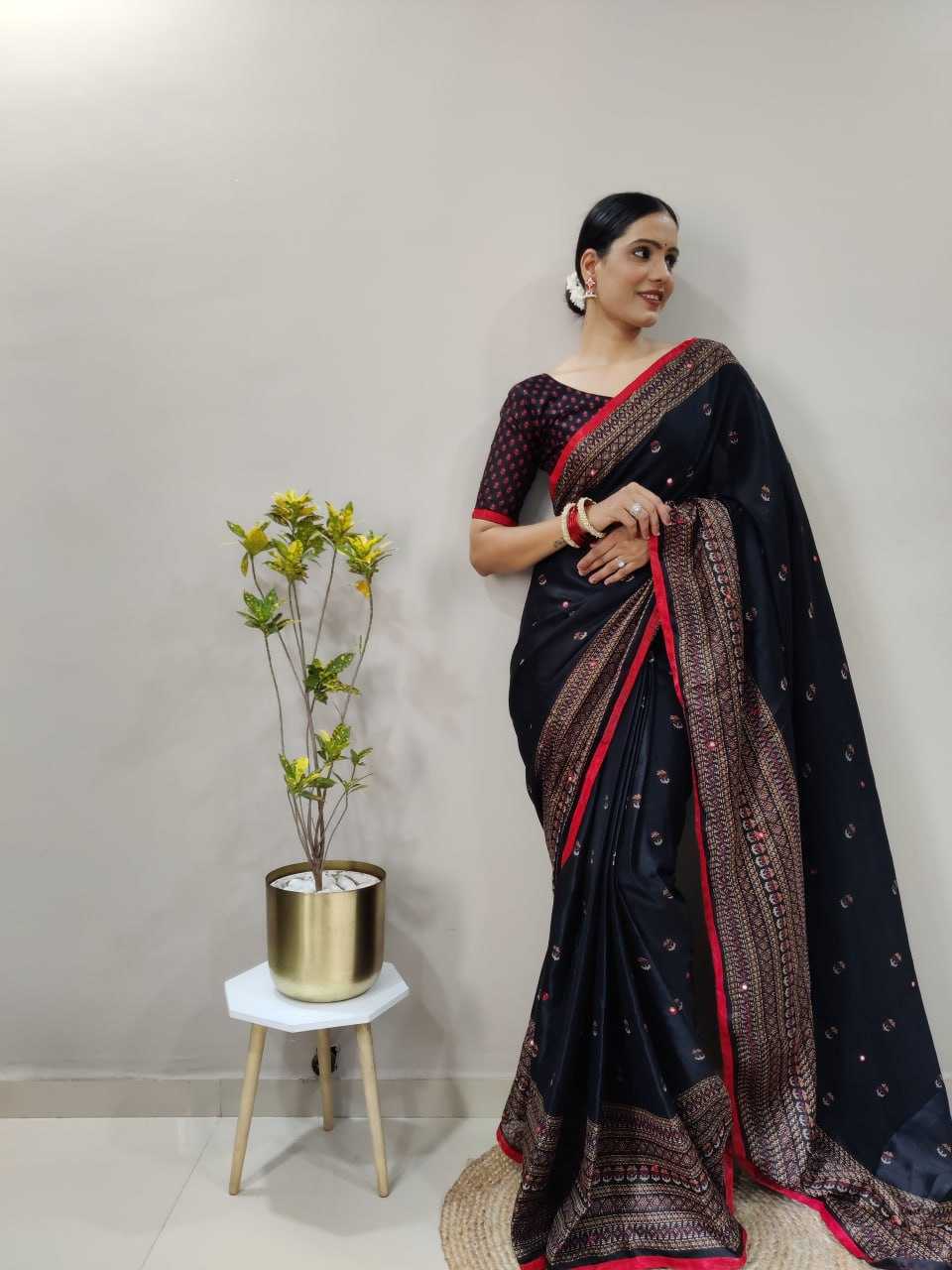 Ynf Jute Cotton RIN214 024 Sarees Wholesale Jute Sarees Plain Sarees Mirror Work Saree Manufacturer- Kapda Export