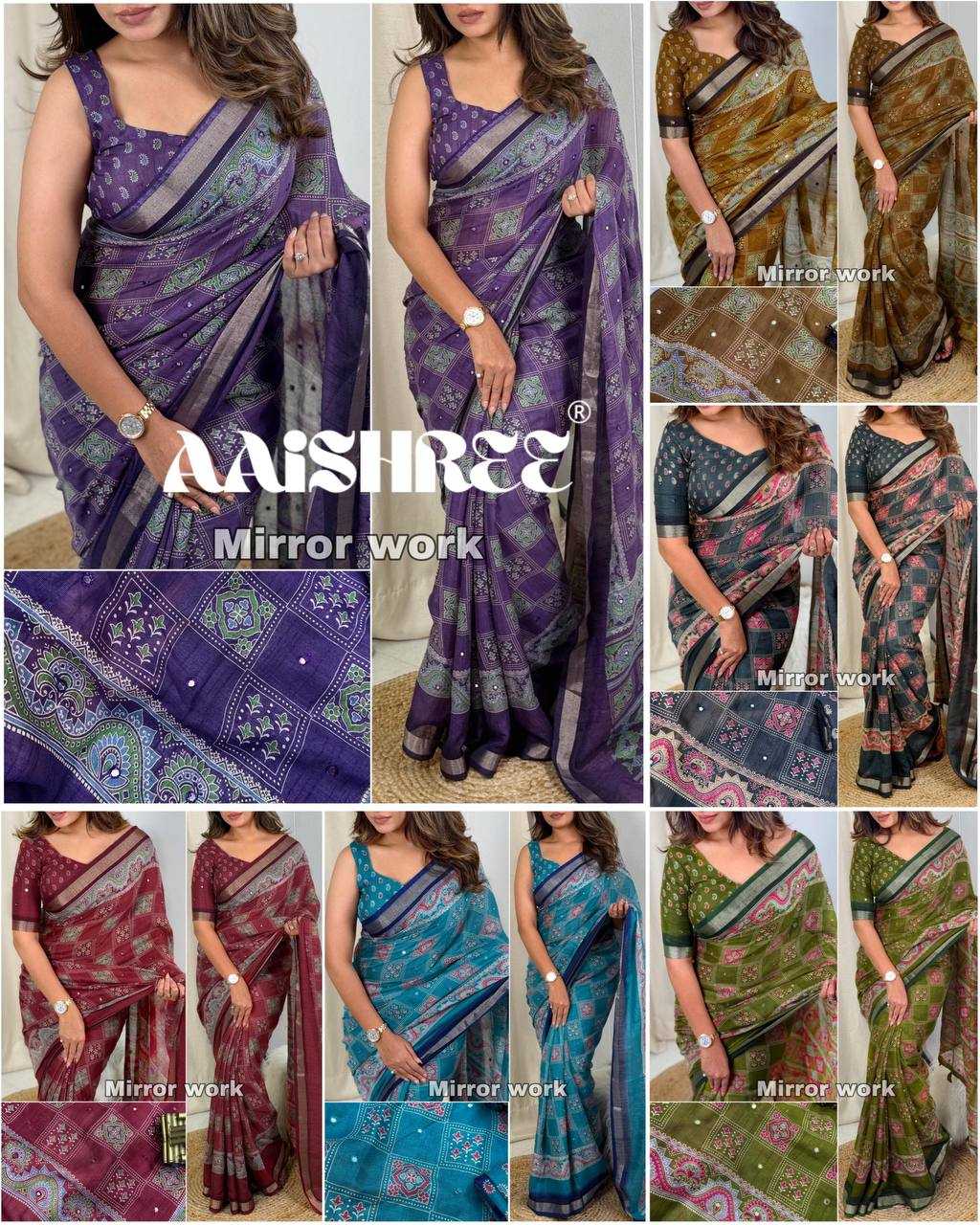 Ynf Linen RIN145 AJRAKH Sarees Silk Sarees Festive Collections Wholesale Ajrakh Sarees Hand Block Printed Silk Saree Holi Collections Manufacturer- Kapda Export