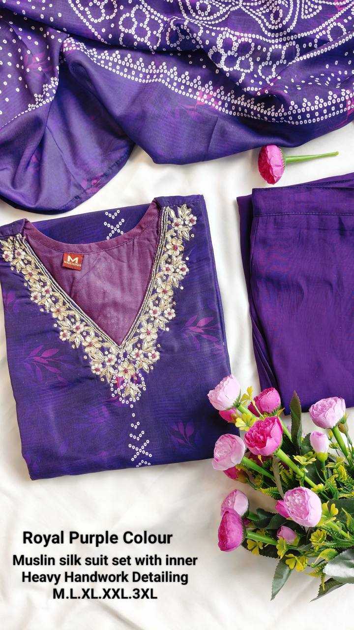 Ynf Muslin Silk RIN131 DT-022 BANDHANI Suits & Dresses Wholesale Alia Cut Suits Ladies Silk Suit Bandhani Suits Manufacturer- Kapda Export