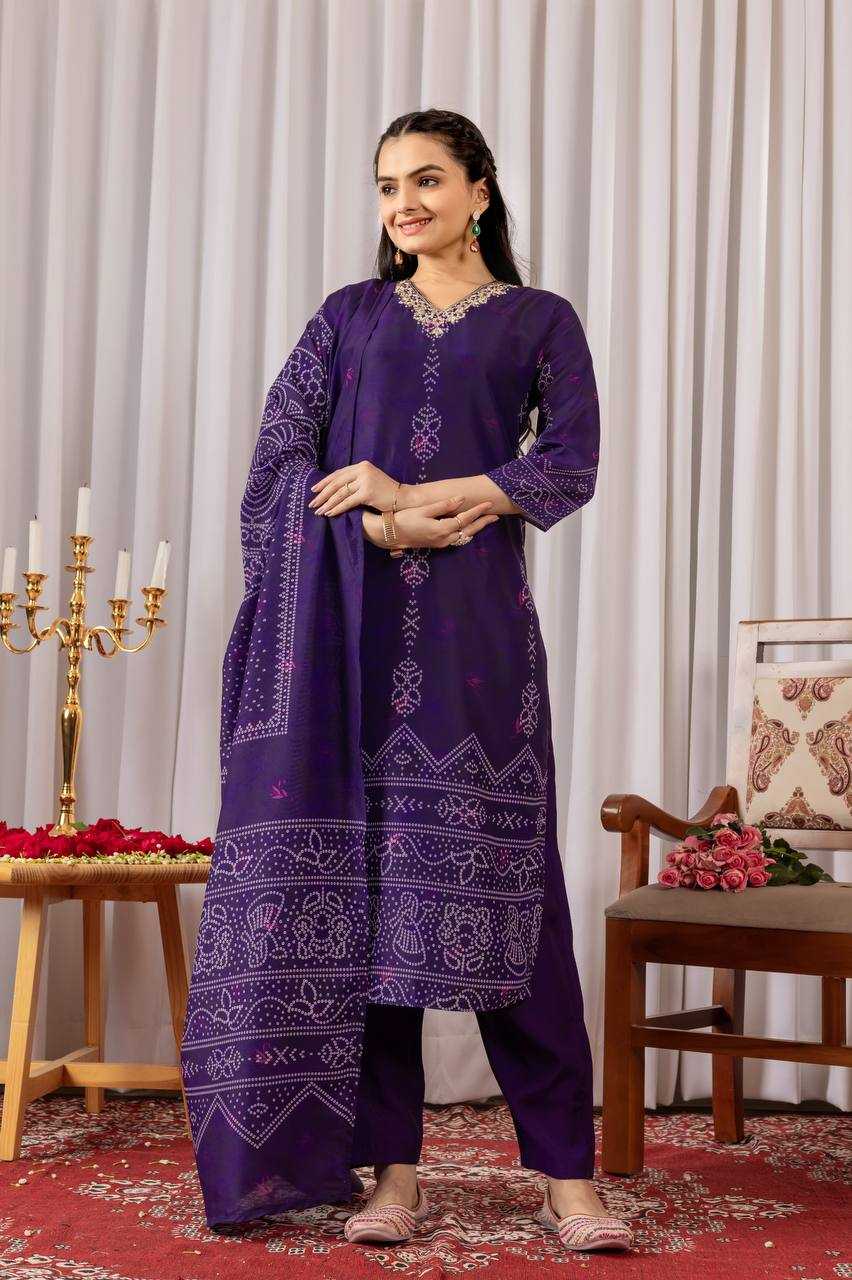 Ynf Muslin Silk RIN131 DT-022 BANDHANI Suits & Dresses Wholesale Alia Cut Suits Ladies Silk Suit Bandhani Suits Manufacturer- Kapda Export
