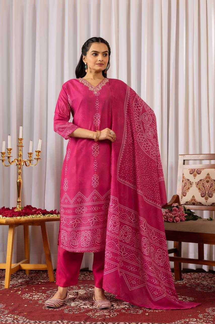 Ynf Muslin Silk RIN131 DT-022 BANDHANI Suits & Dresses Wholesale Alia Cut Suits Ladies Silk Suit Bandhani Suits Manufacturer- Kapda Export