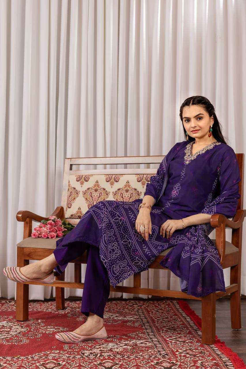 Ynf Muslin Silk RIN131 DT-022 BANDHANI Suits & Dresses Wholesale Alia Cut Suits Ladies Silk Suit Bandhani Suits Manufacturer- Kapda Export