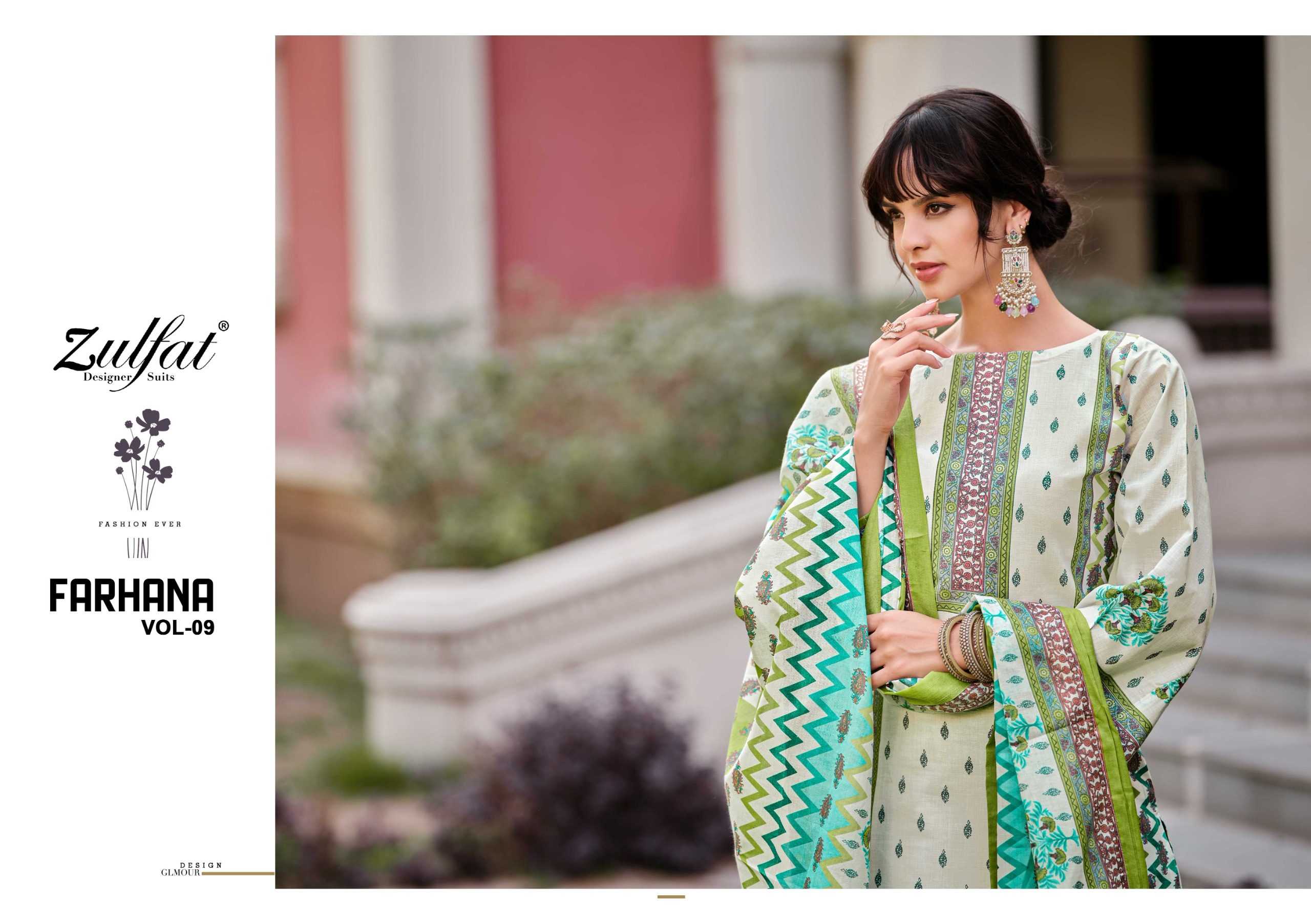 Ynf Pure Cotton RIN186 ZULFAT-FARHANA VOL 9 Setwise Collections Wholesale Pakistani Suits Catalogs Dresses & Suits Catalogs Manufacturer- Kapda Export