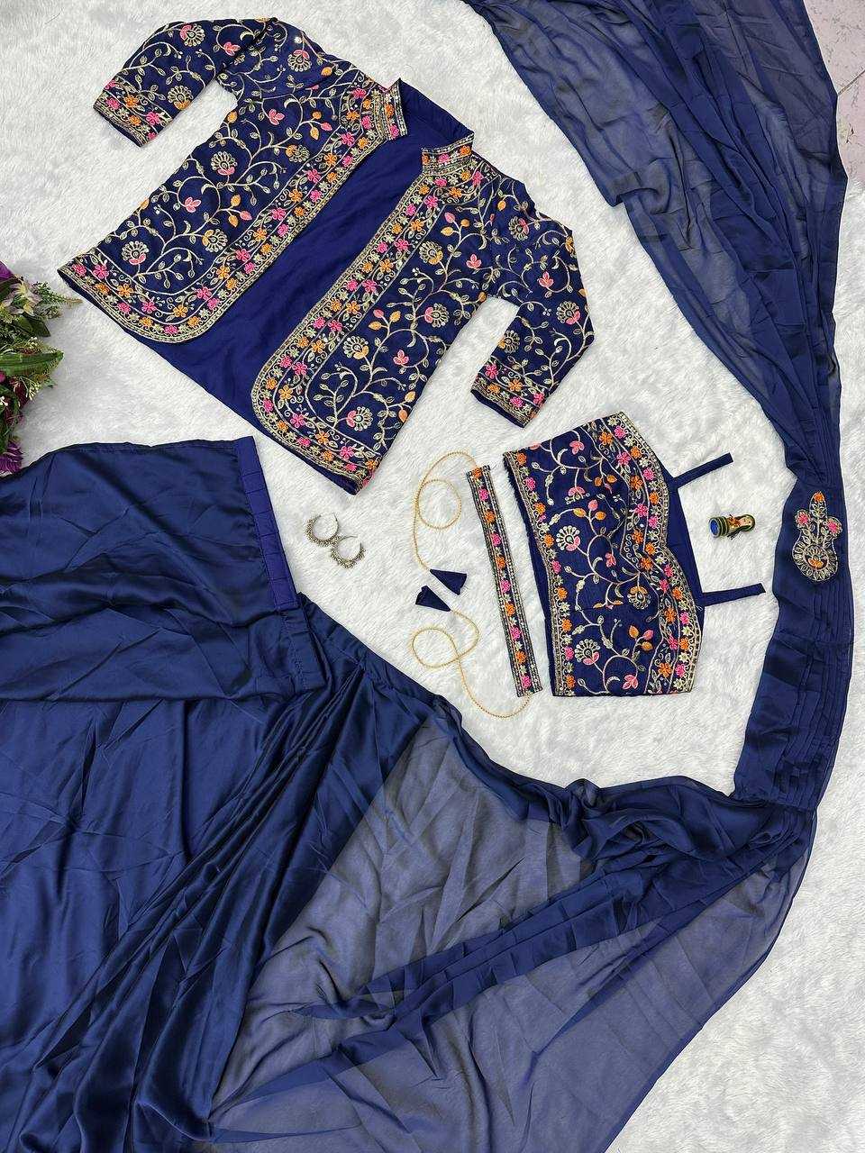 Ynf Rangoli Silk RIN215 1078 Sarees Wholesale Ready To Wear Sarees Party Wear Sarees Saree with Belt Manufacturer- Kapda Export