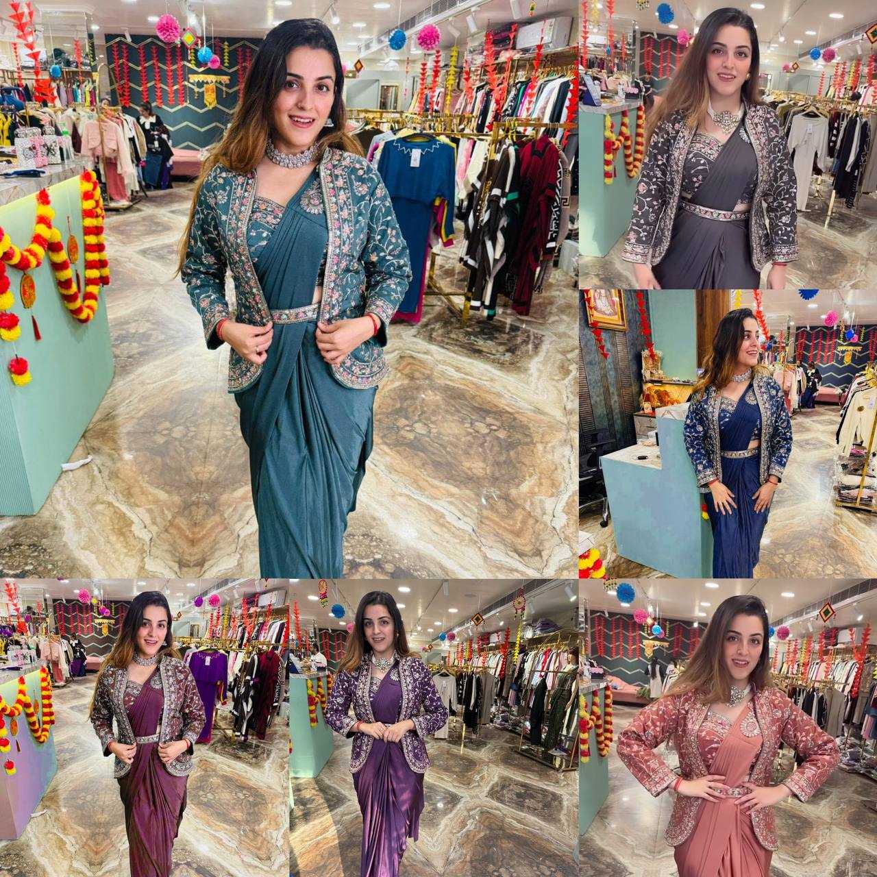 Ynf Rangoli Silk RIN215 1078 Sarees Wholesale Ready To Wear Sarees Party Wear Sarees Saree with Belt Manufacturer- Kapda Export