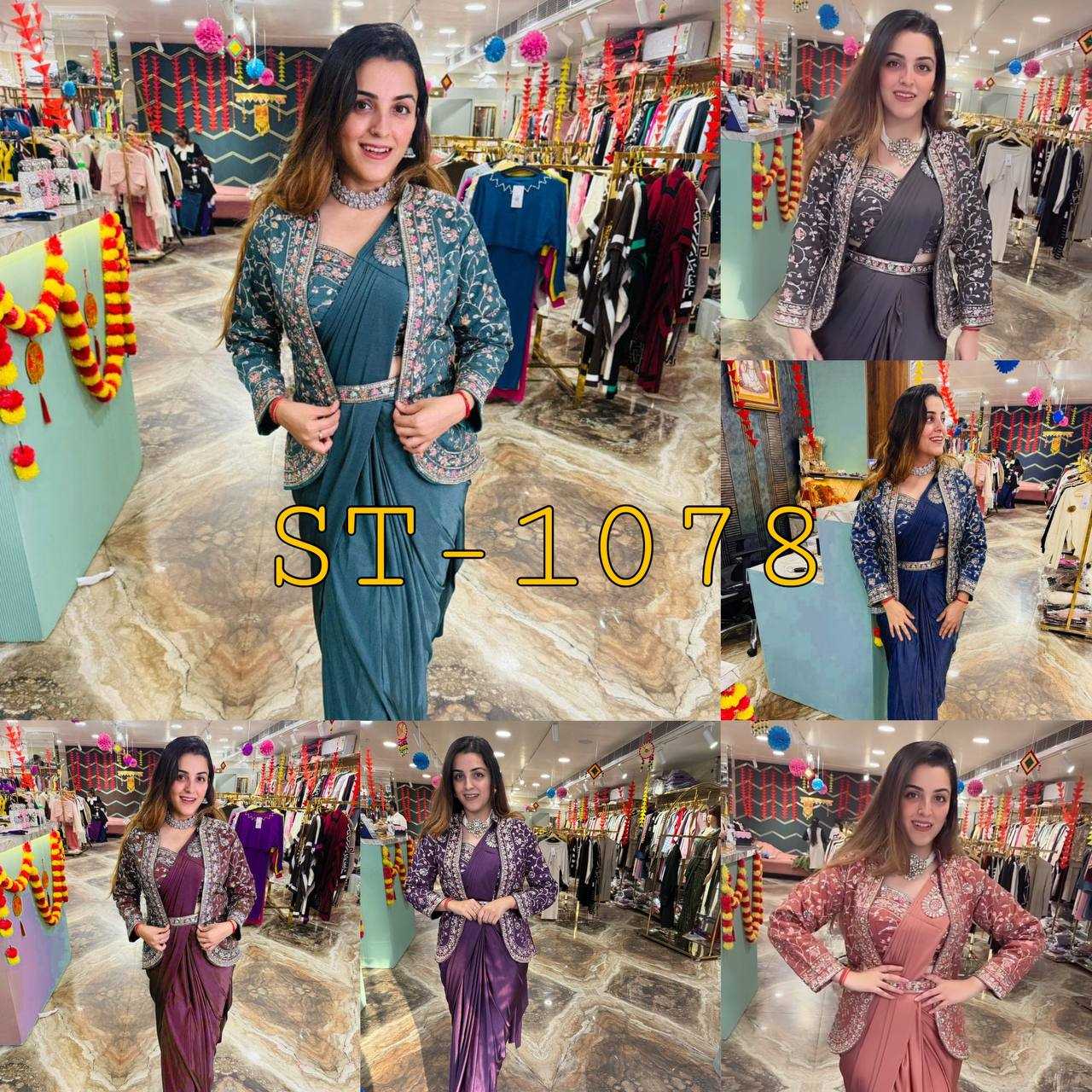 Ynf Rangoli Silk RIN215 1078 Sarees Wholesale Ready To Wear Sarees Party Wear Sarees Saree with Belt Manufacturer- Kapda Export