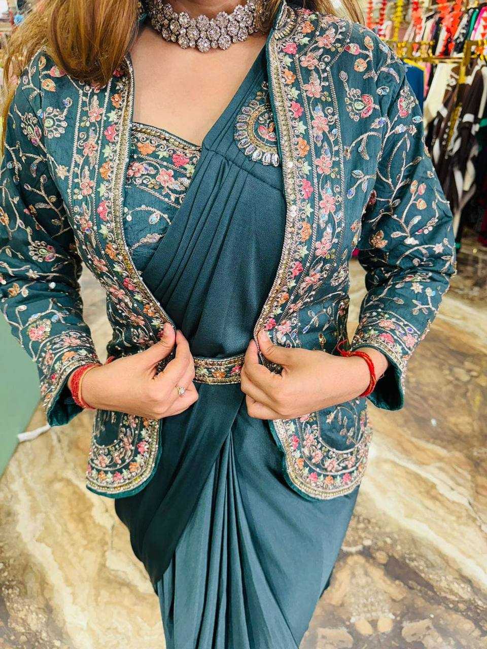 Ynf Rangoli Silk RIN215 1078 Sarees Wholesale Ready To Wear Sarees Party Wear Sarees Saree with Belt Manufacturer- Kapda Export