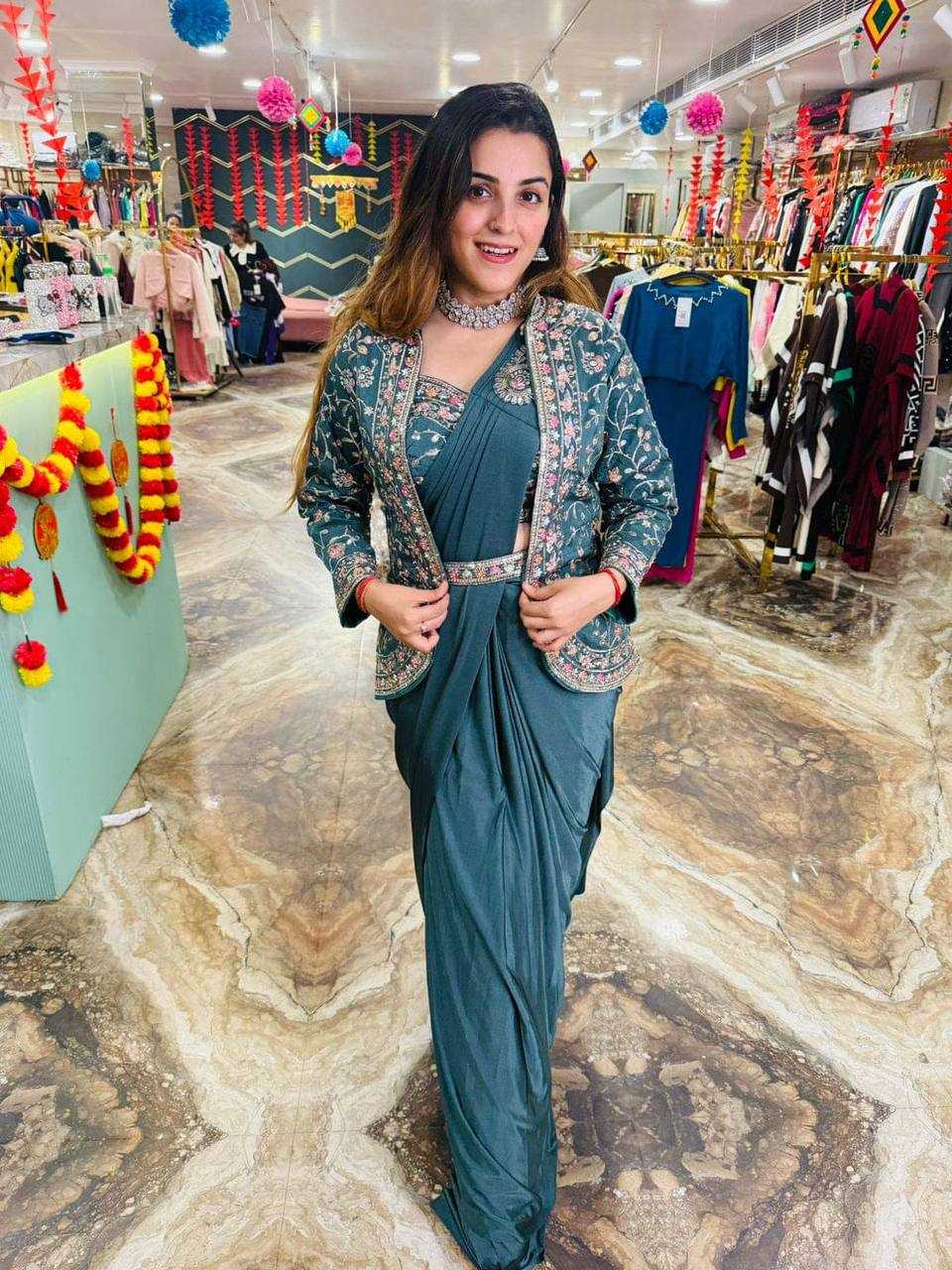 Ynf Rangoli Silk RIN215 1078 Sarees Wholesale Ready To Wear Sarees Party Wear Sarees Saree with Belt Manufacturer- Kapda Export