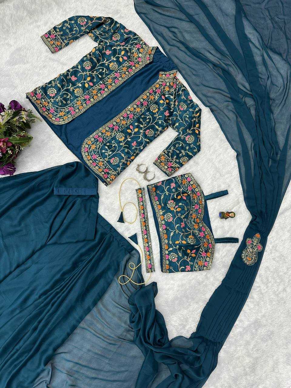 Ynf Rangoli Silk RIN215 1078 Sarees Wholesale Ready To Wear Sarees Party Wear Sarees Saree with Belt Manufacturer- Kapda Export