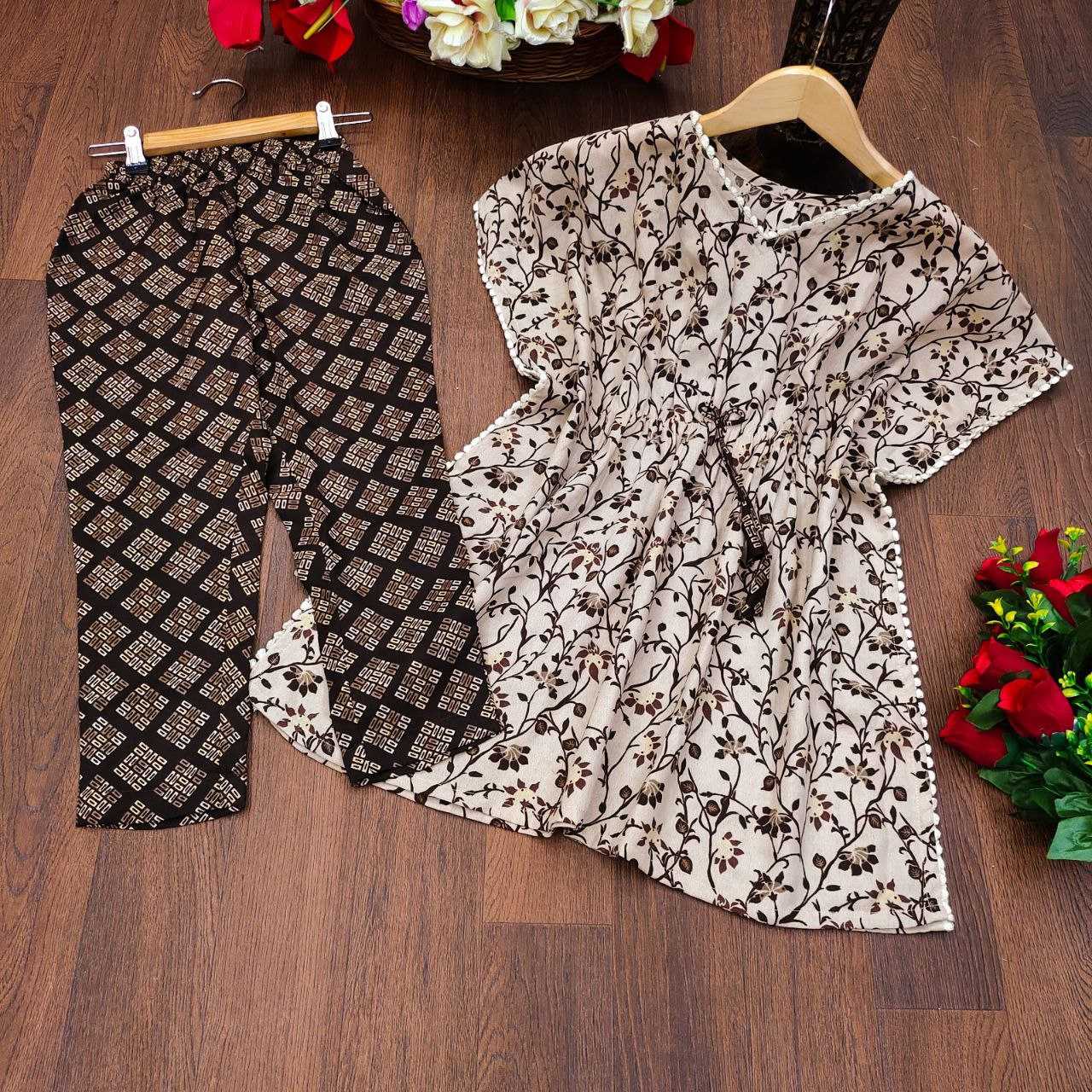 Ynf Rayon KESH461 Kiyara Kids Wear Wholesale Kids Frocks Top & Pant Girls Frock Manufacturer- Kapda Export