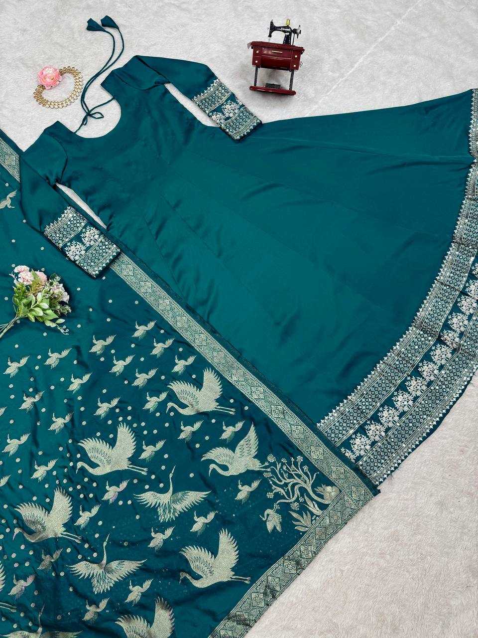 Ynf Satin Silk RIN162 SYFF17-5830 Gowns Wedding Collections Festive Collections Wholesale Satin Gowns After-Party Outfits Holi Collections Eid Collections Manufacturer- Kapda Export