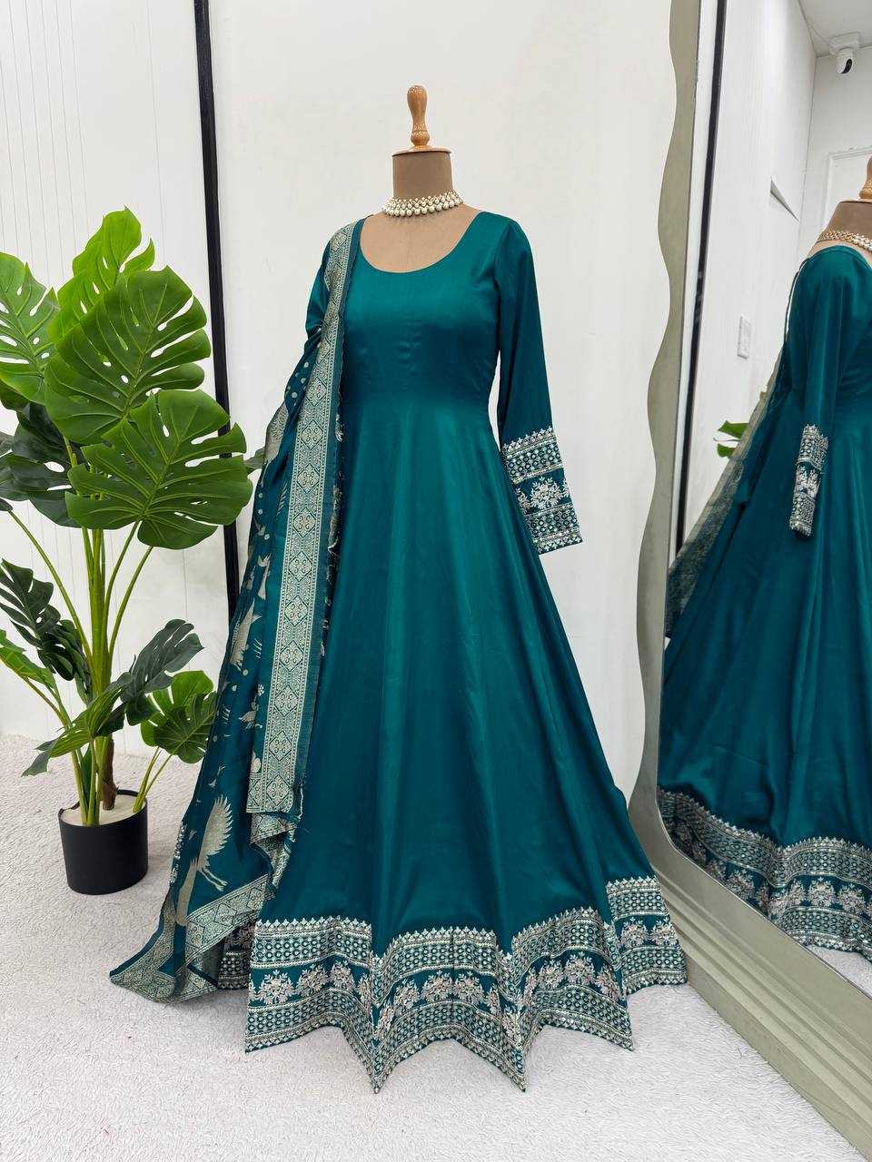 Ynf Satin Silk RIN162 SYFF17-5830 Gowns Wedding Collections Festive Collections Wholesale Satin Gowns After-Party Outfits Holi Collections Eid Collections Manufacturer- Kapda Export