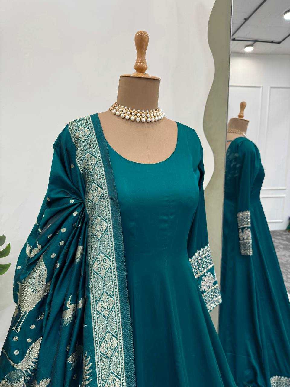 Ynf Satin Silk RIN162 SYFF17-5830 Gowns Wedding Collections Festive Collections Wholesale Satin Gowns After-Party Outfits Holi Collections Eid Collections Manufacturer- Kapda Export