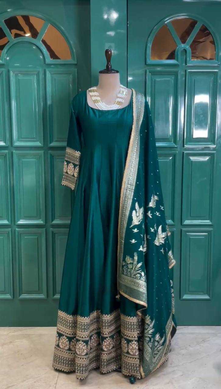 Ynf Satin Silk RIN162 SYFF17-5830 Gowns Wedding Collections Festive Collections Wholesale Satin Gowns After-Party Outfits Holi Collections Eid Collections Manufacturer- Kapda Export