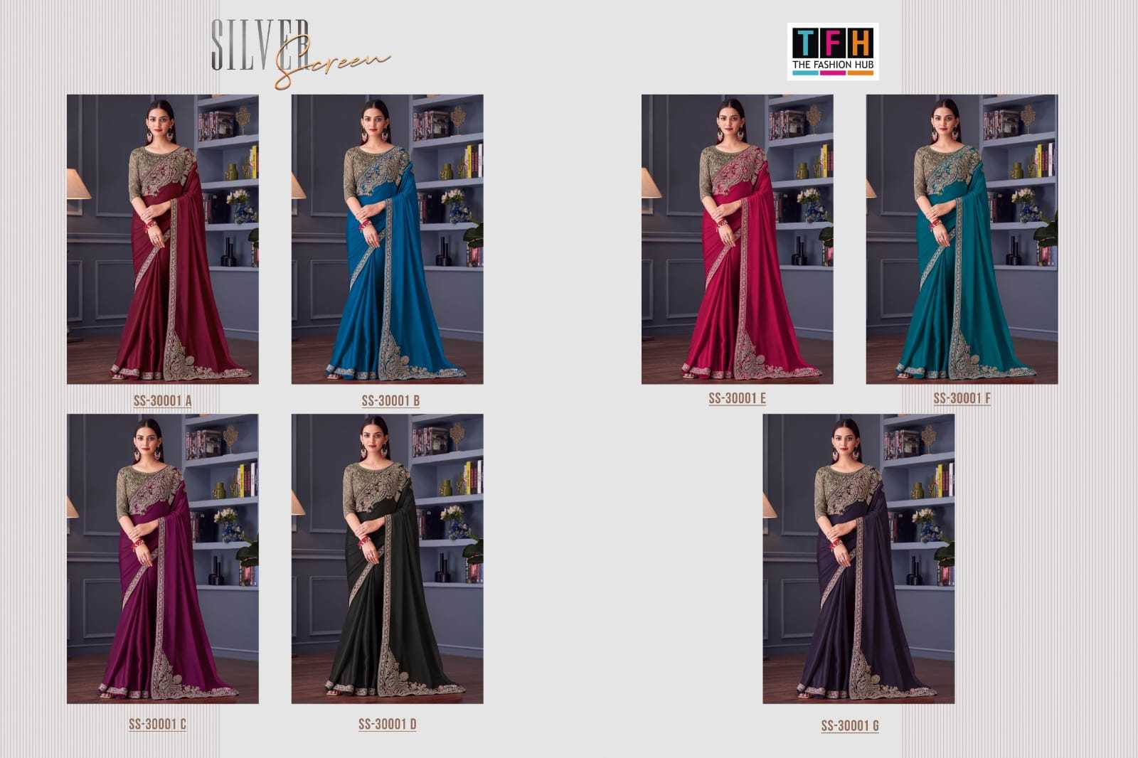 Ynf Satin Silk RIN184 Tfh-Silver Screen 20 Sarees Diwali Collections Festive Collections Wholesale Party Wear Sarees Fancy Sarees Satin Sarees Manufacturer- Kapda Export