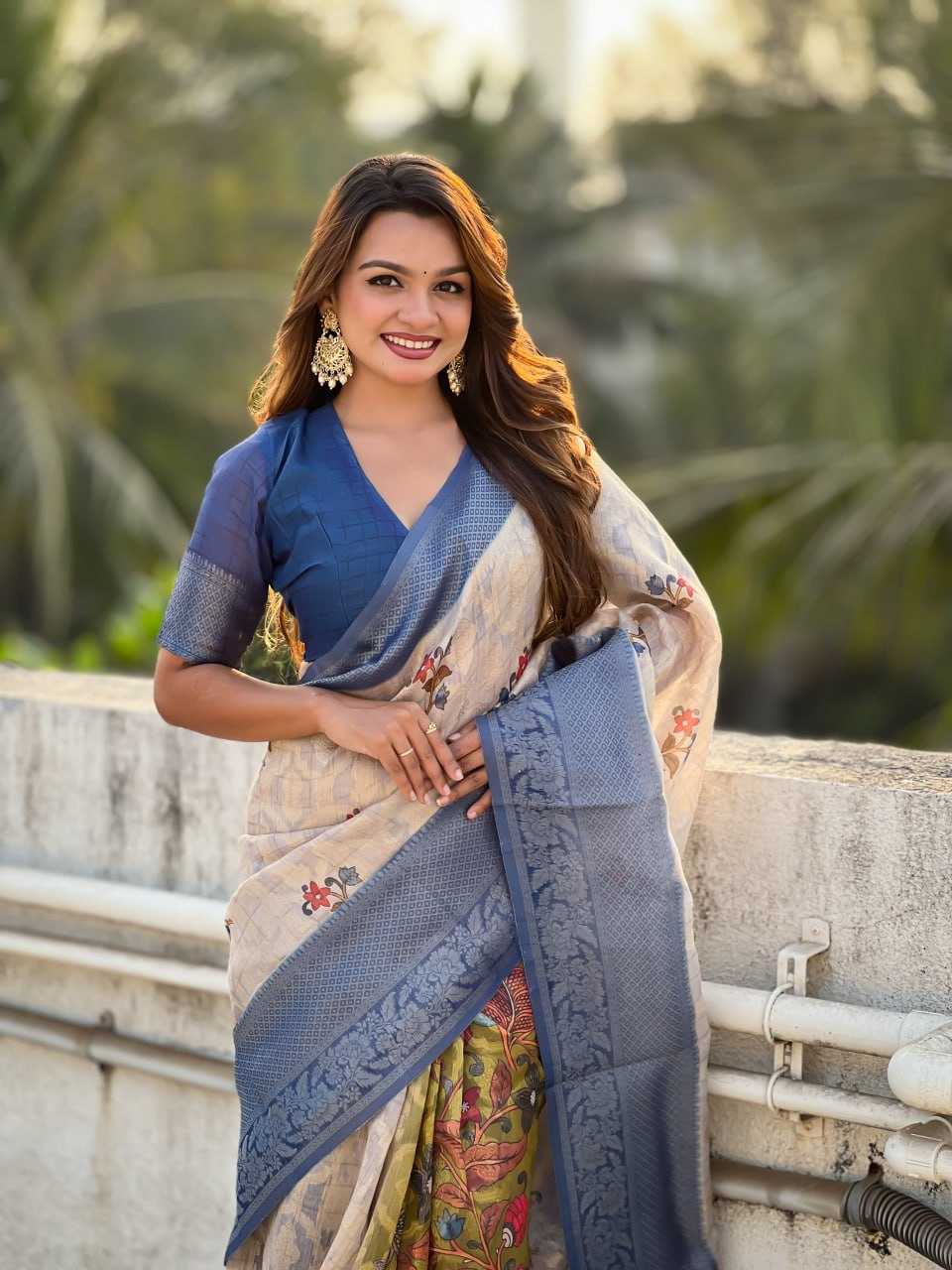 Ynf Soft Cotton Silk RIN116 MASTAANI Sarees Silk Sarees Festive Collections Wholesale Cotton Linen Sarees Half-and-Half Sarees Traditional Silk Sarees Kalamkari Silk Sarees Eid Collections Manufacturer- Kapda Export