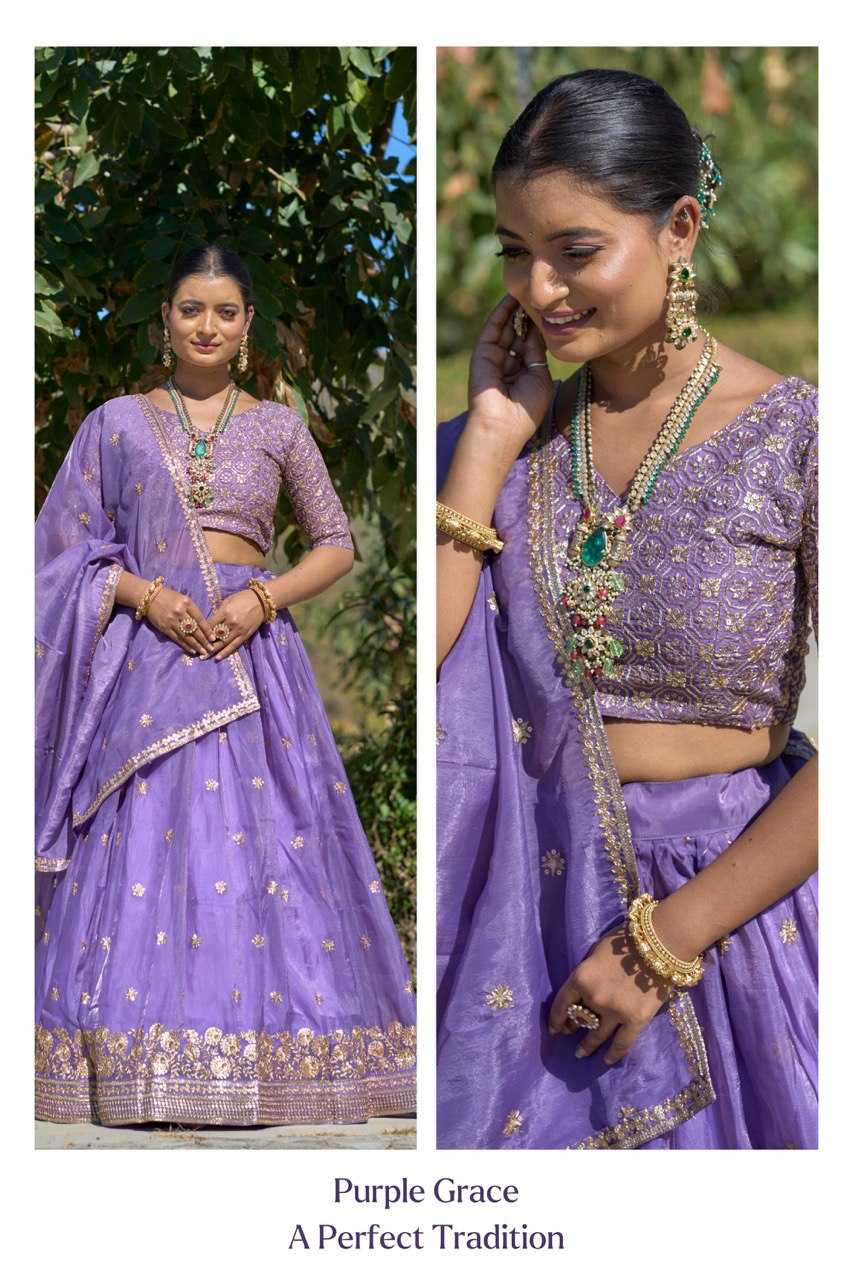 Ynf Soft Gold Crush RIN119 GRTN9006 Lehengas Wholesale Traditional Lehenga Embroidered Lehenga Purple Lehenga Manufacturer- Kapda Export