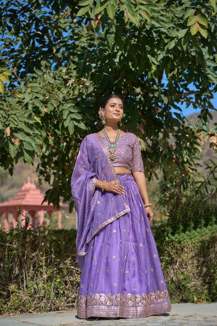 Ynf Soft Gold Crush RIN119 GRTN9006 Lehengas Wholesale Traditional Lehenga Embroidered Lehenga Purple Lehenga Manufacturer- Kapda Export