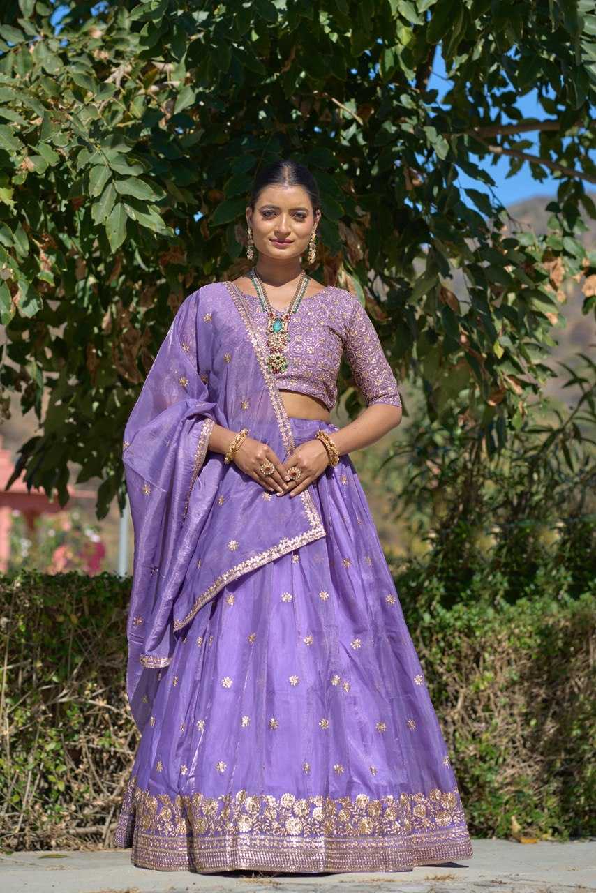 Ynf Soft Gold Crush RIN119 GRTN9006 Lehengas Wholesale Traditional Lehenga Embroidered Lehenga Purple Lehenga Manufacturer- Kapda Export