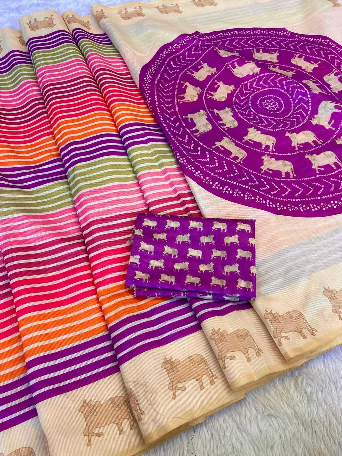 Ynf Tussar Silk RIN184 Sanjana Lifestyle Nandi Stripes Sarees Wholesale Striped Sarees Tussar Sarees Manufacturer- Kapda Export