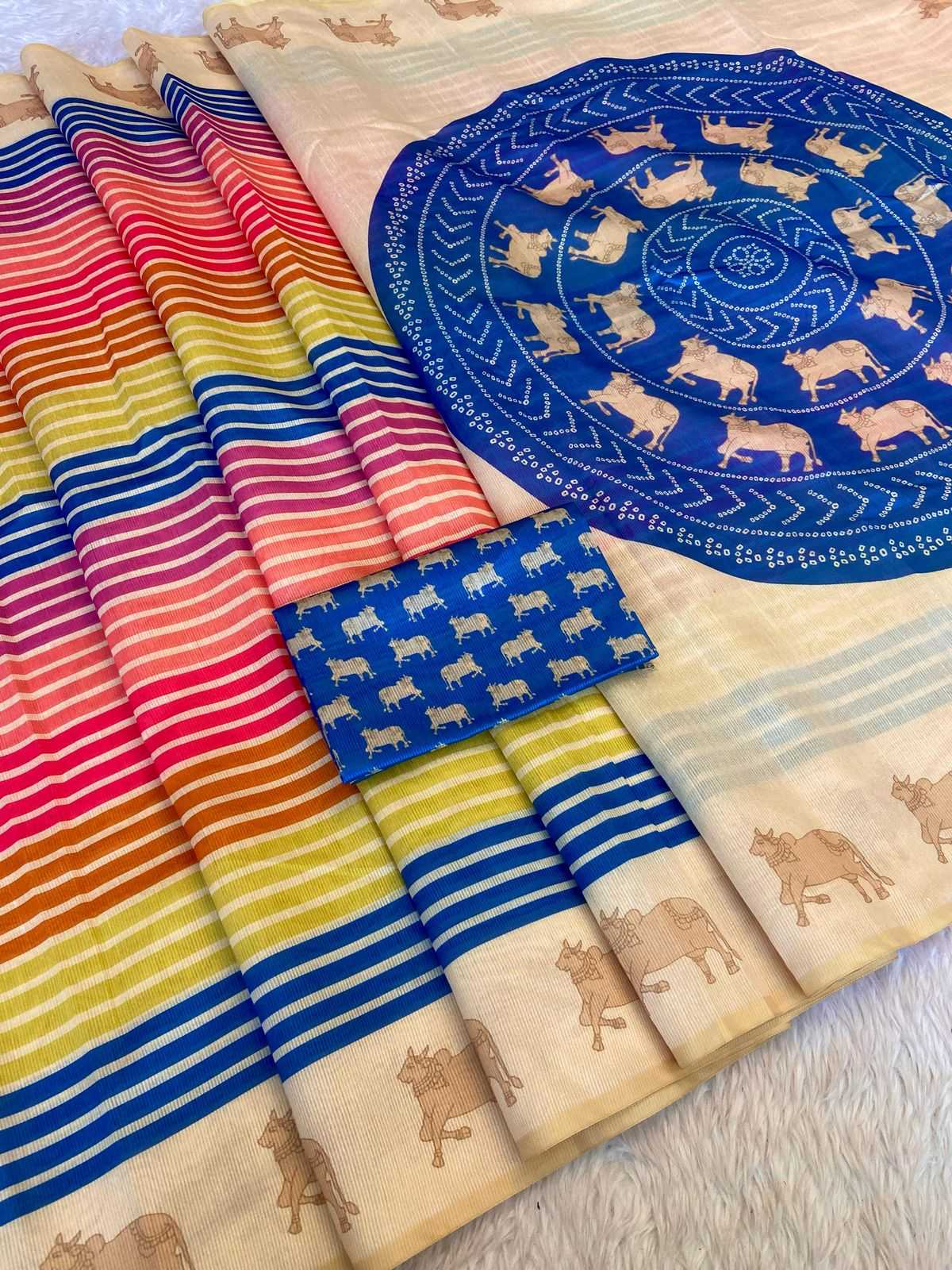 Ynf Tussar Silk RIN184 Sanjana Lifestyle Nandi Stripes Sarees Wholesale Striped Sarees Tussar Sarees Manufacturer- Kapda Export