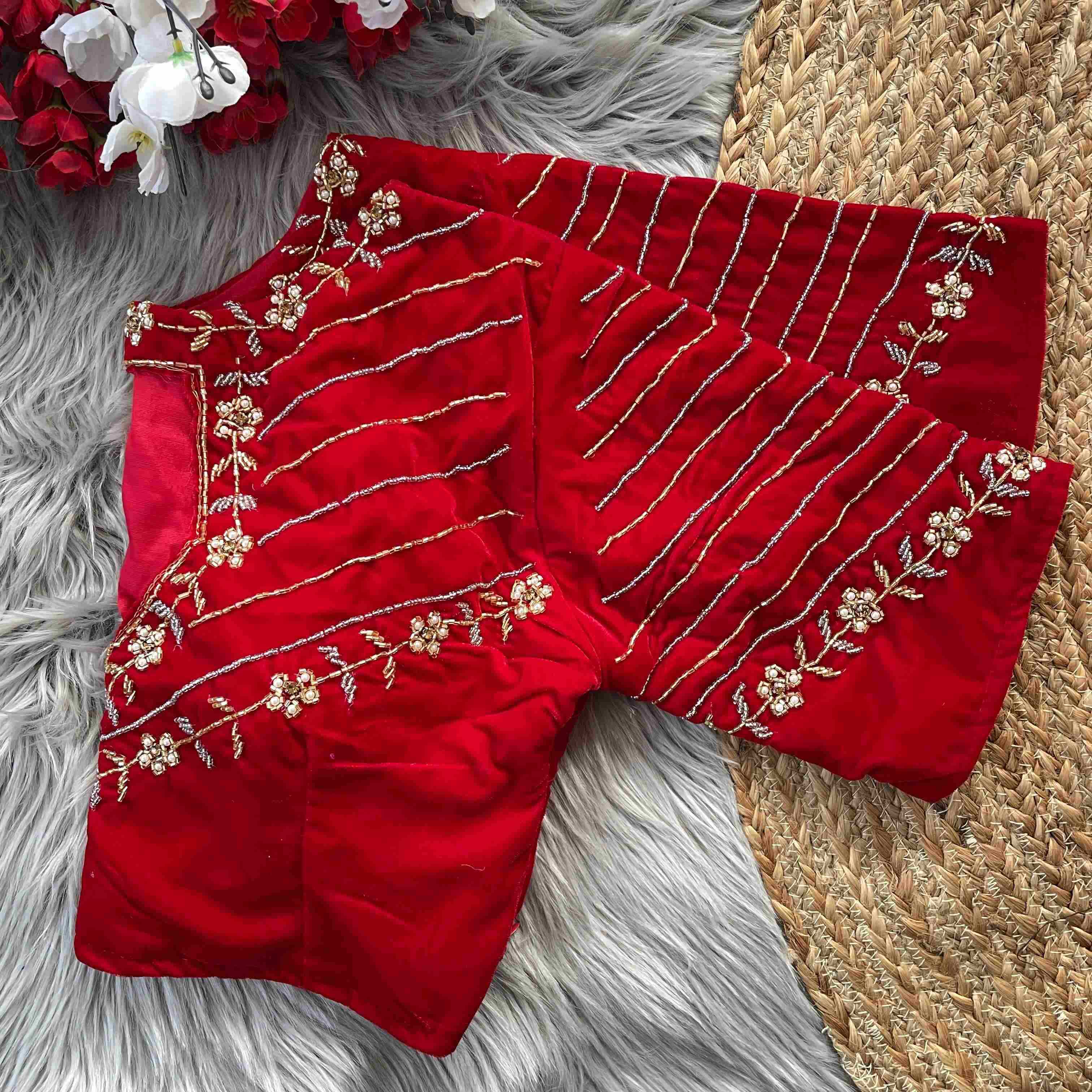 Ynf Velvet KESH388 BES-15 Readymade Blouses Wholesale Sequence Embroidery Blouse Party Wear Blouse Velvet Blouse Manufacturer- Kapda Export