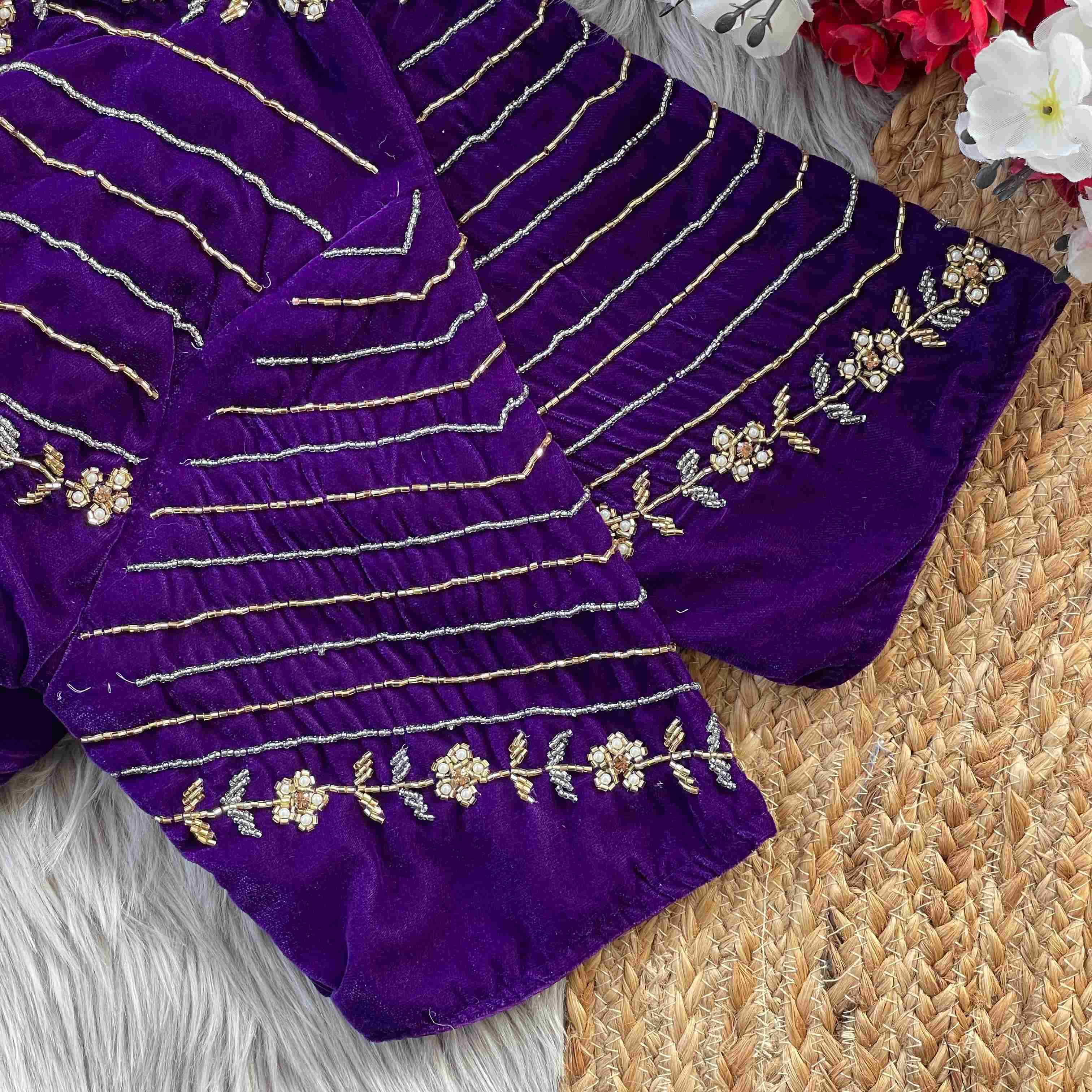 Ynf Velvet KESH388 BES-15 Readymade Blouses Wholesale Sequence Embroidery Blouse Party Wear Blouse Velvet Blouse Manufacturer- Kapda Export