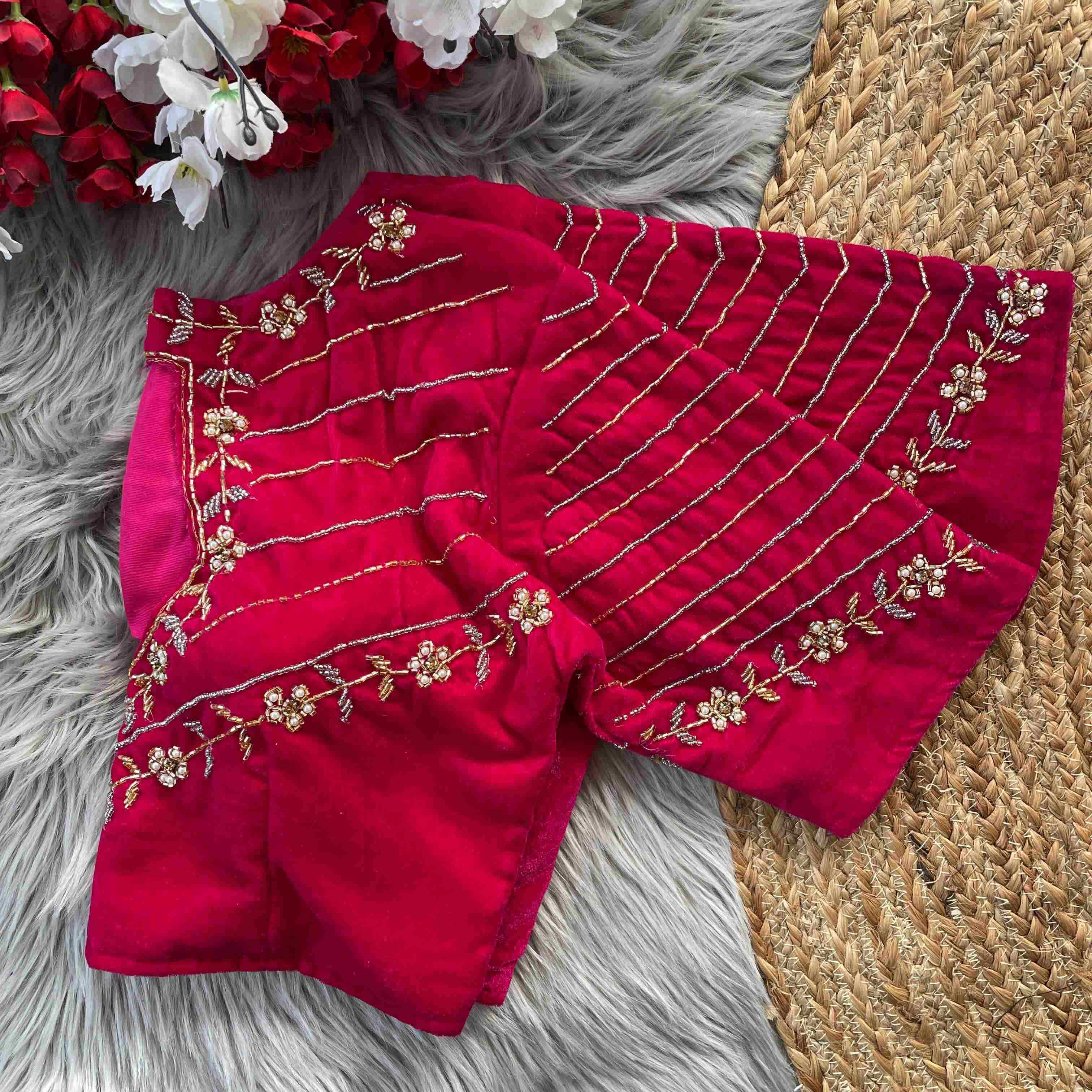 Ynf Velvet KESH388 BES-15 Readymade Blouses Wholesale Sequence Embroidery Blouse Party Wear Blouse Velvet Blouse Manufacturer- Kapda Export