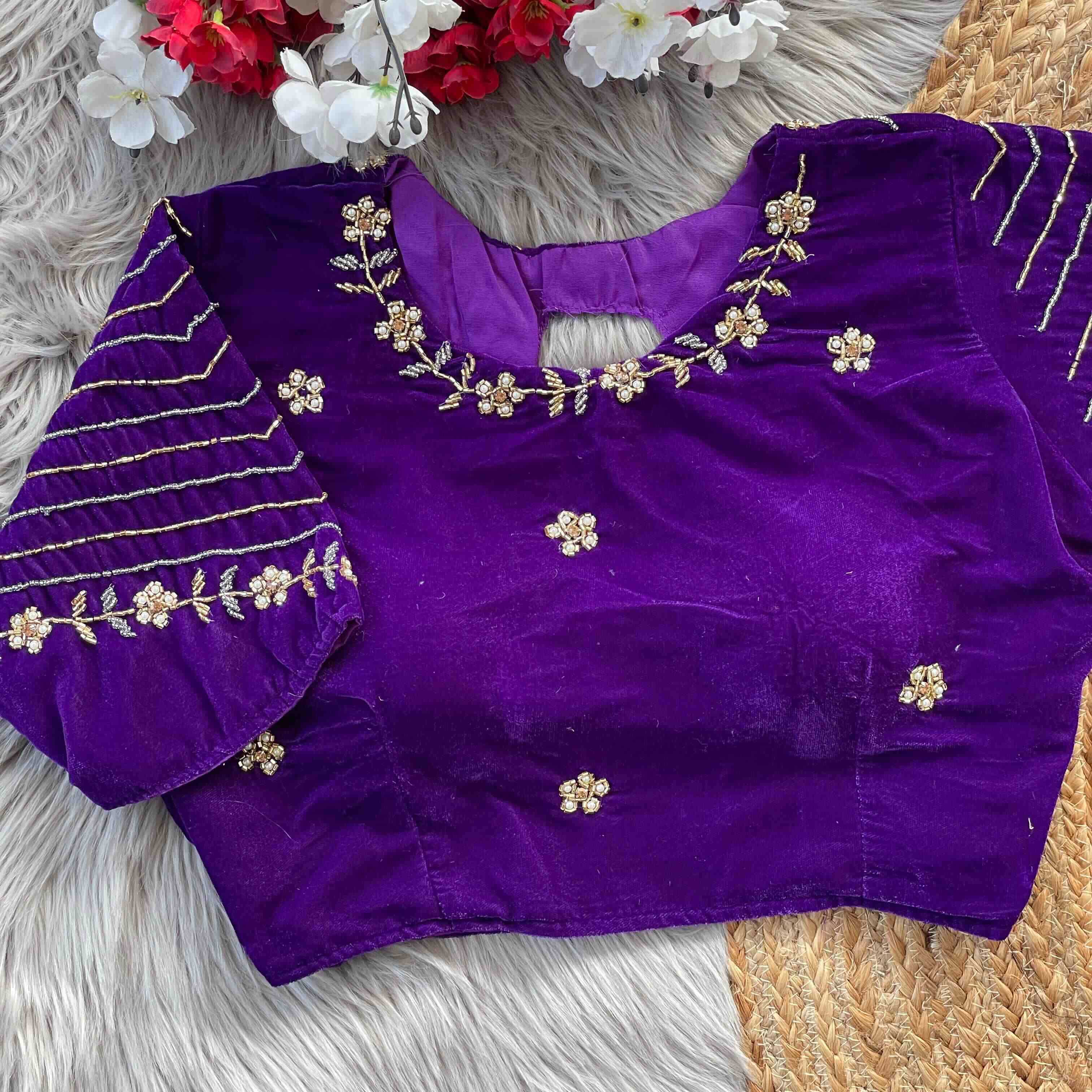 Ynf Velvet KESH388 BES-15 Readymade Blouses Wholesale Sequence Embroidery Blouse Party Wear Blouse Velvet Blouse Manufacturer- Kapda Export