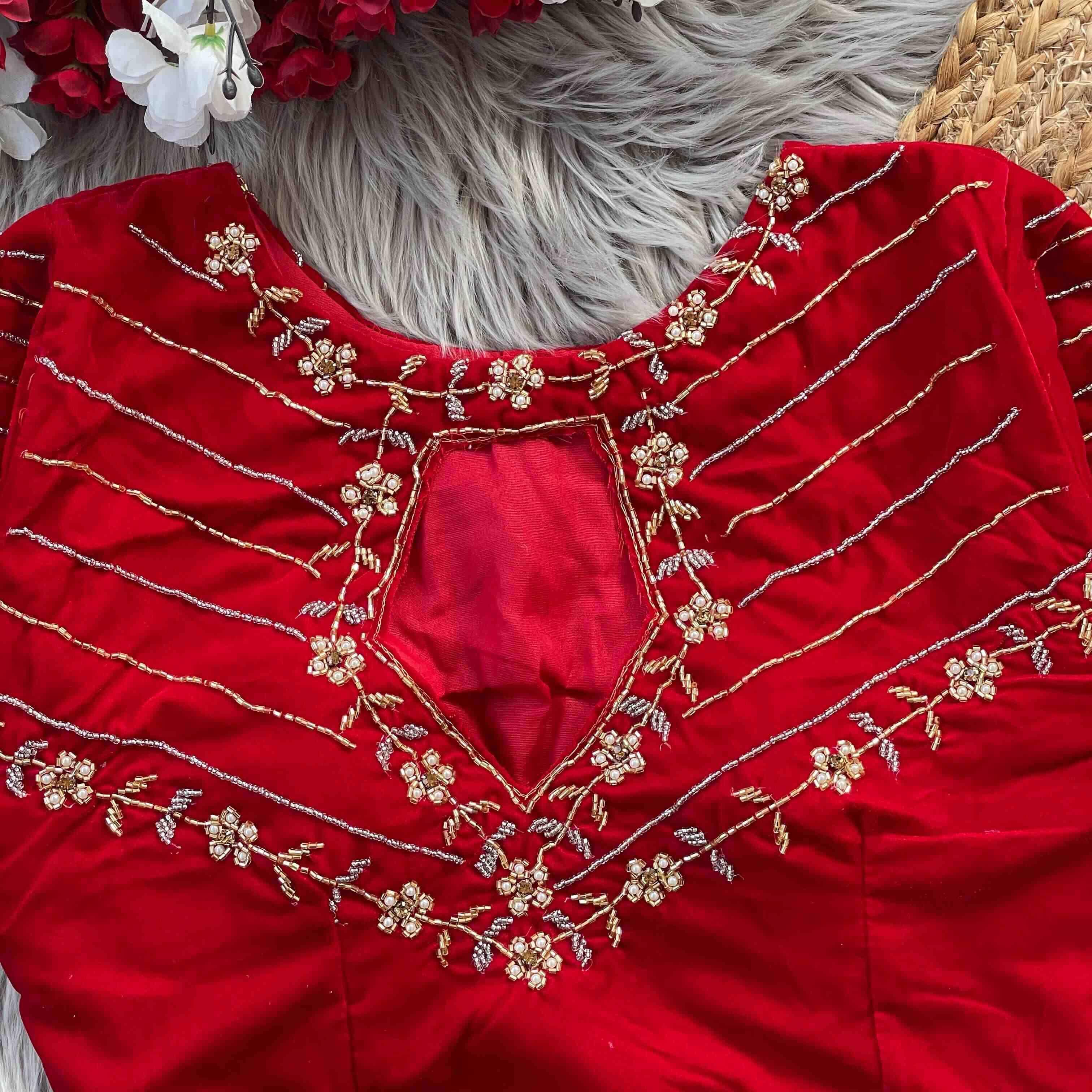 Ynf Velvet KESH388 BES-15 Readymade Blouses Wholesale Sequence Embroidery Blouse Party Wear Blouse Velvet Blouse Manufacturer- Kapda Export