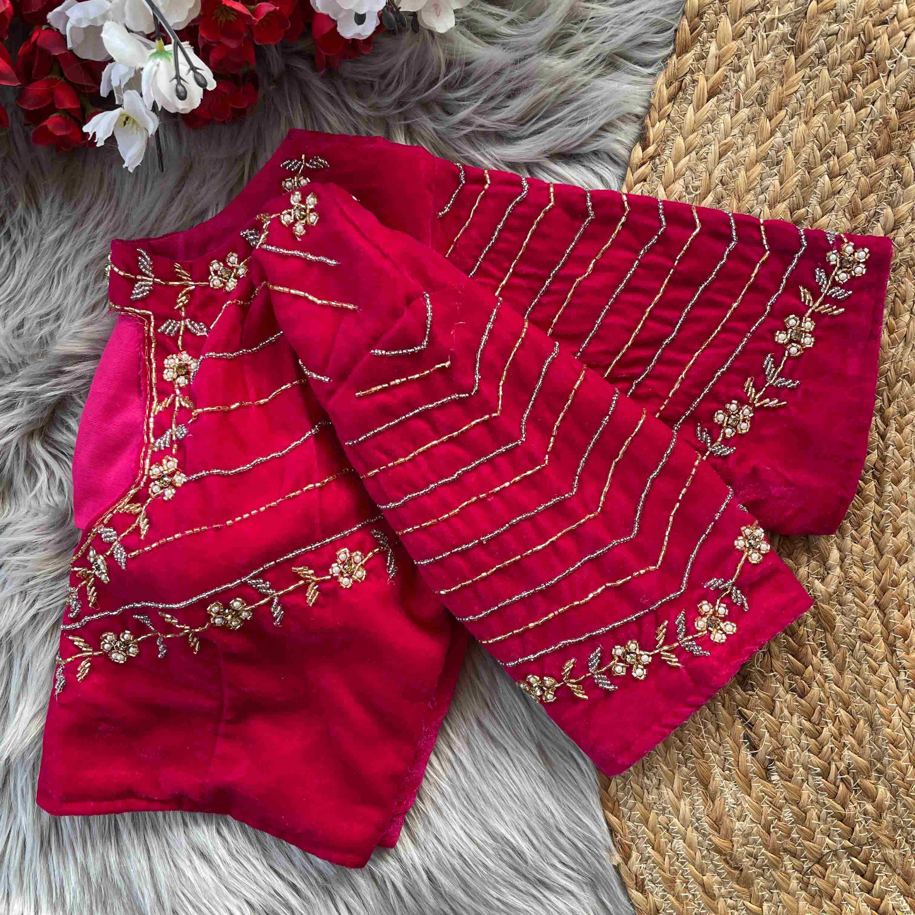 Ynf Velvet KESH388 BES-15 Readymade Blouses Wholesale Sequence Embroidery Blouse Party Wear Blouse Velvet Blouse Manufacturer- Kapda Export