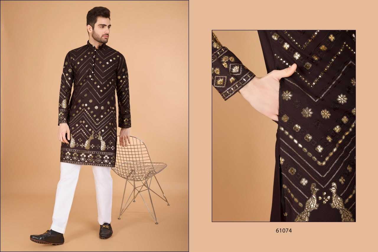 Ynf Viscose Rayon RIN197 2666 Mens Wear Diwali Collections Festive Collections Wholesale Mens Kurtas Casual Wear Men Wedding kurta Manufacturer- Kapda Export