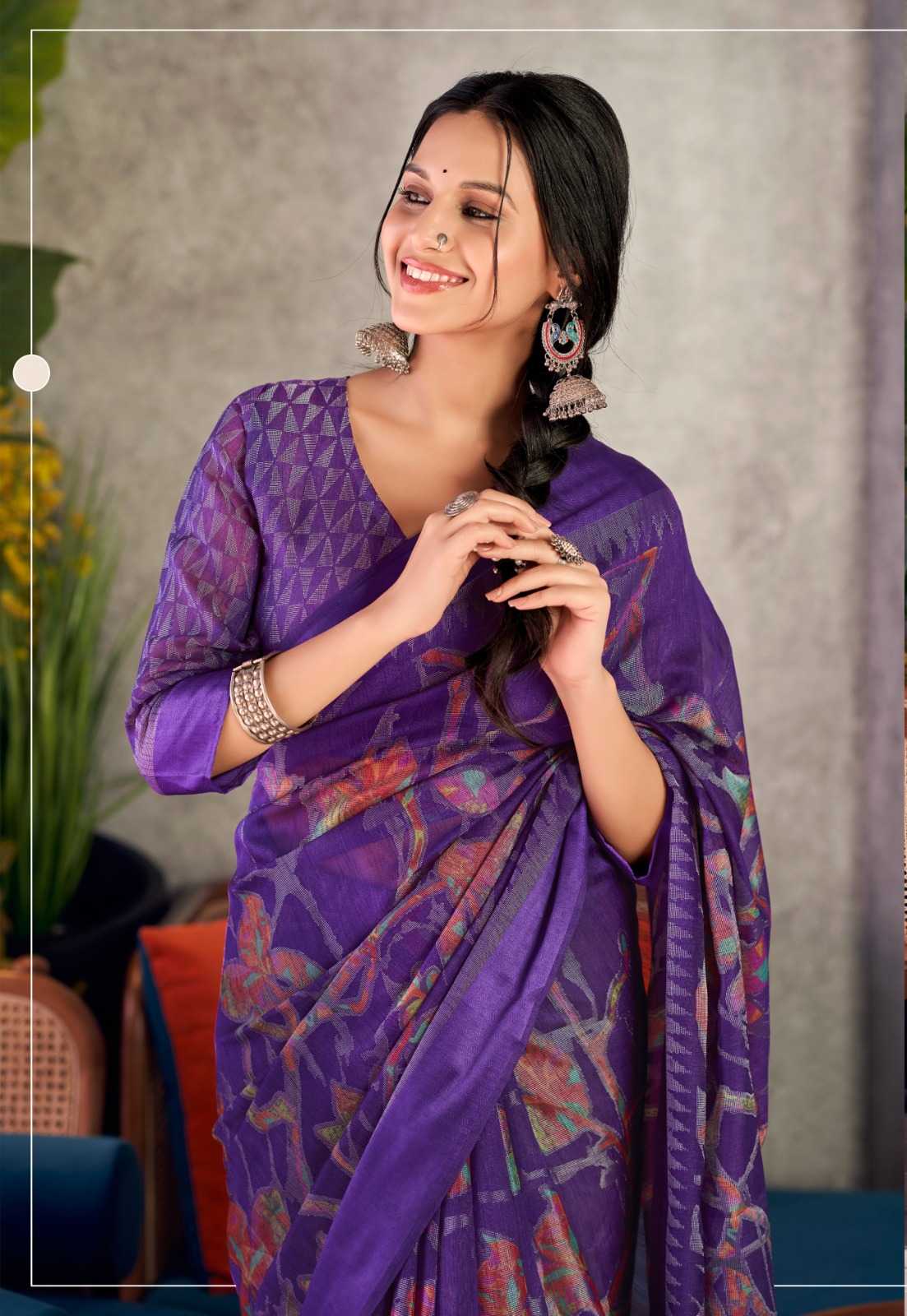 Ynf Blue Berry RIN203 212 Sarees Wholesale Brasso Sarees Manufacturer- Kapda Export