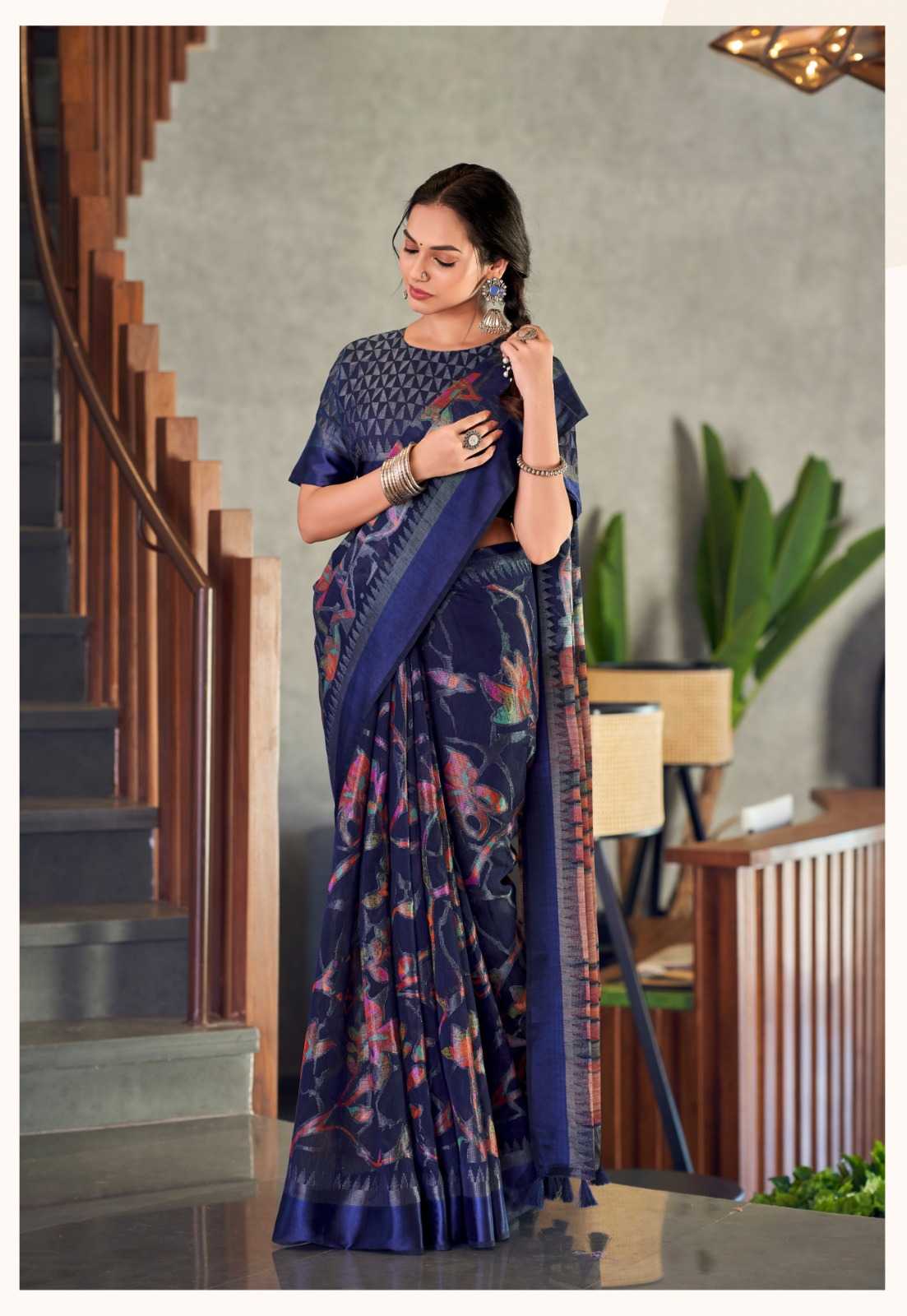 Ynf Blue Berry RIN203 212 Sarees Wholesale Brasso Sarees Manufacturer- Kapda Export