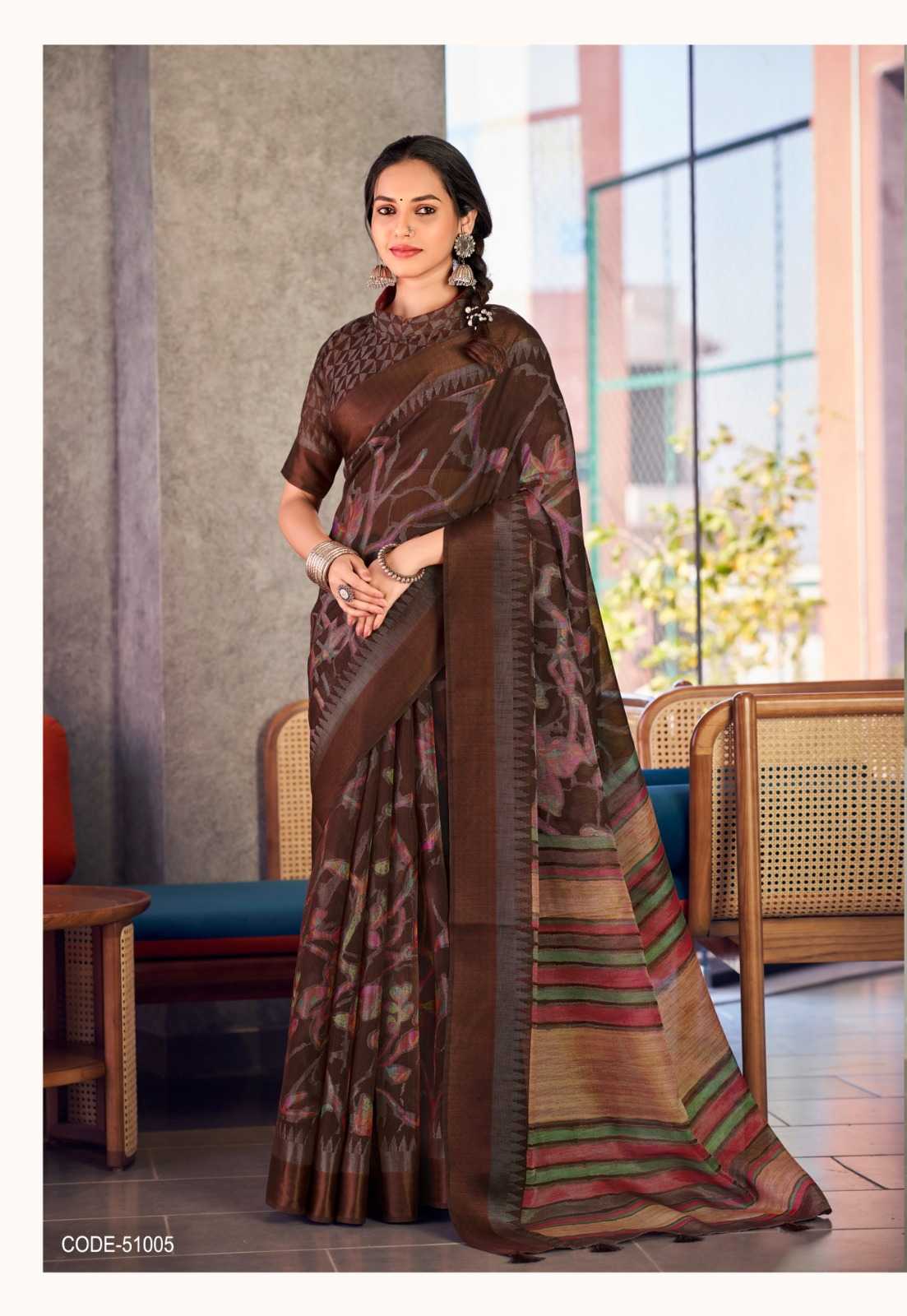 Ynf Blue Berry RIN203 212 Sarees Wholesale Brasso Sarees Manufacturer- Kapda Export